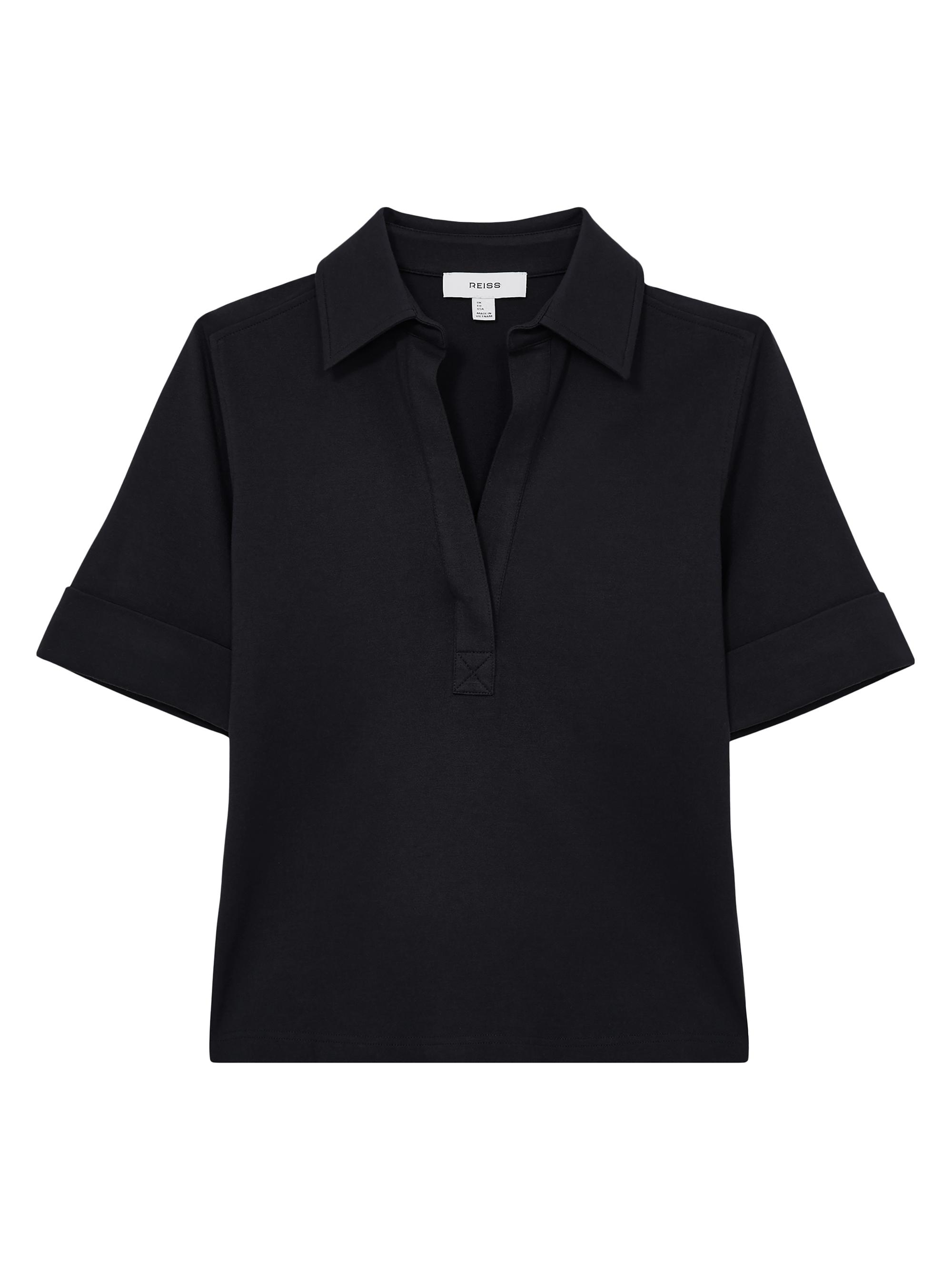 Reiss Women's Astrid Johnny Collar Top - Navy