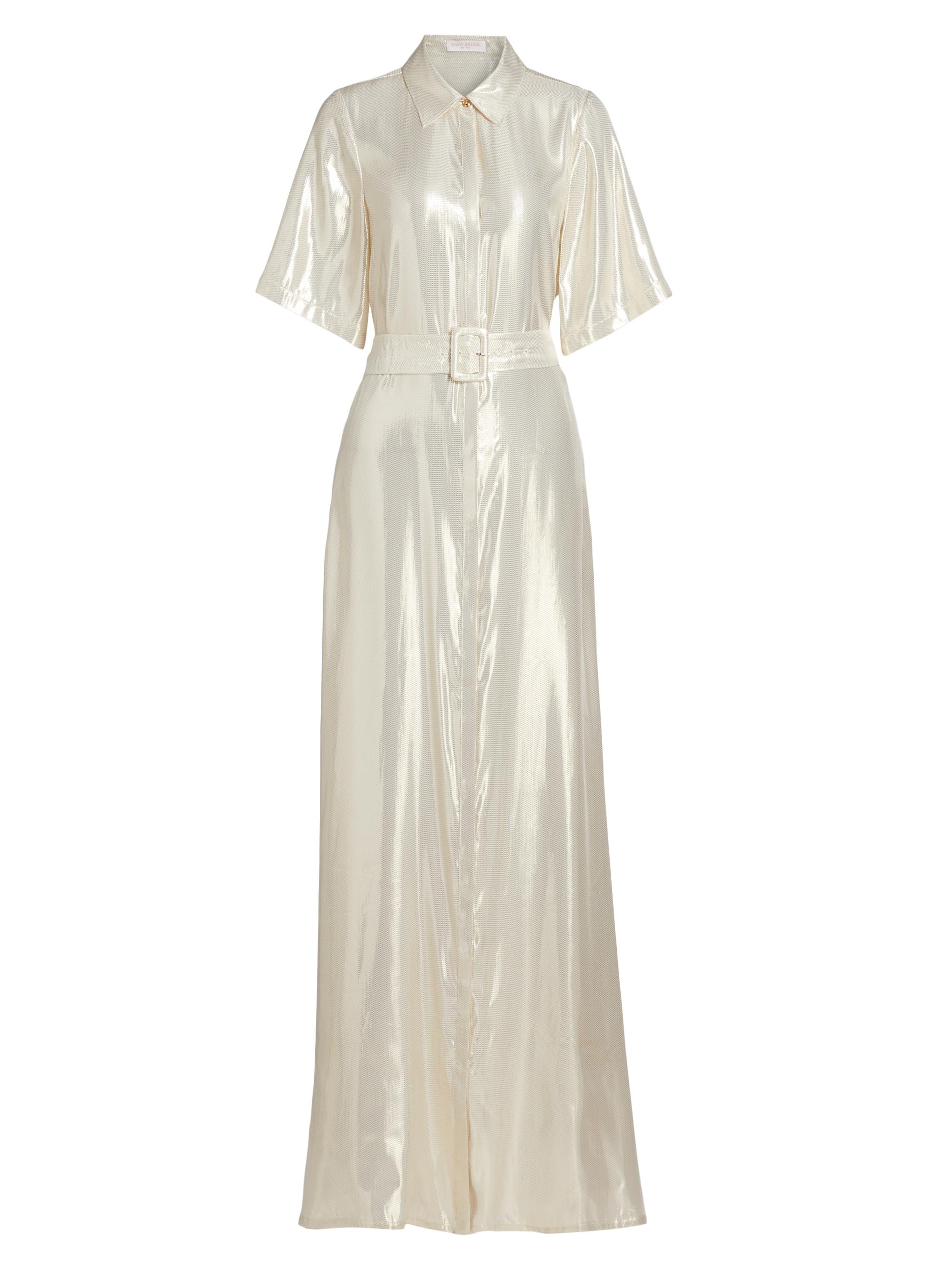 Ramy Brook Women's Andi Metallic Lamé Shirtdress Gown - Gold Lame