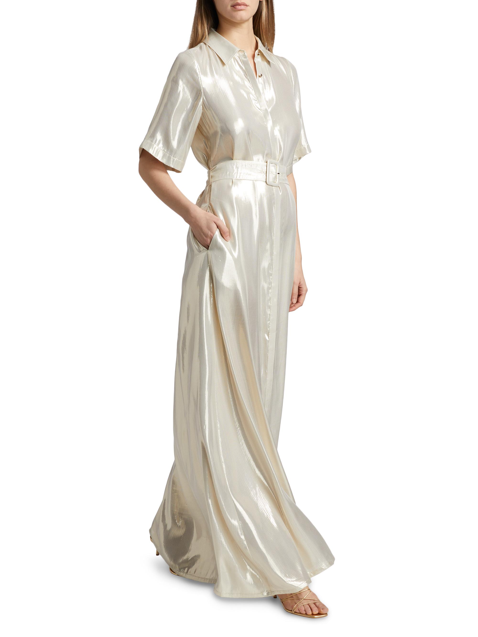 Ramy Brook Andi Metallic Lamé Shirtdress Gown | Saks Fifth Avenue