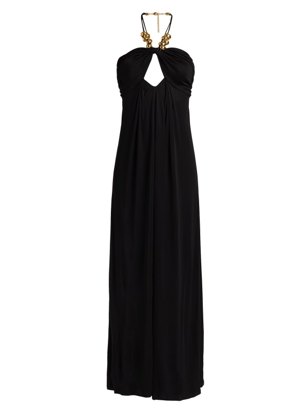 ramy brook halter dress Zelda Printed Maxi in ivory burnout Womens Ramy Brook Mira Gathered Halter Gown Ramy Brook Camryn Jersey Embellished