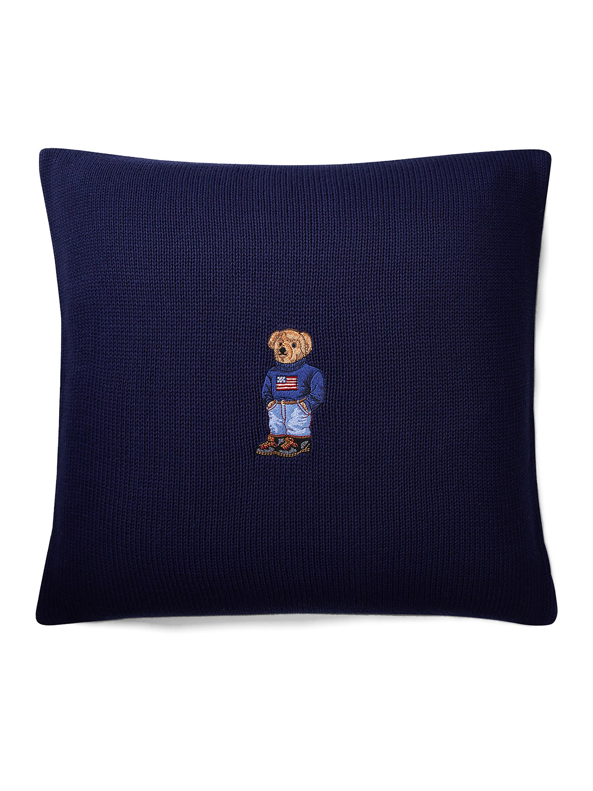 Ralph Lauren RL Flag Bear Knit Throw Pillow - Navy