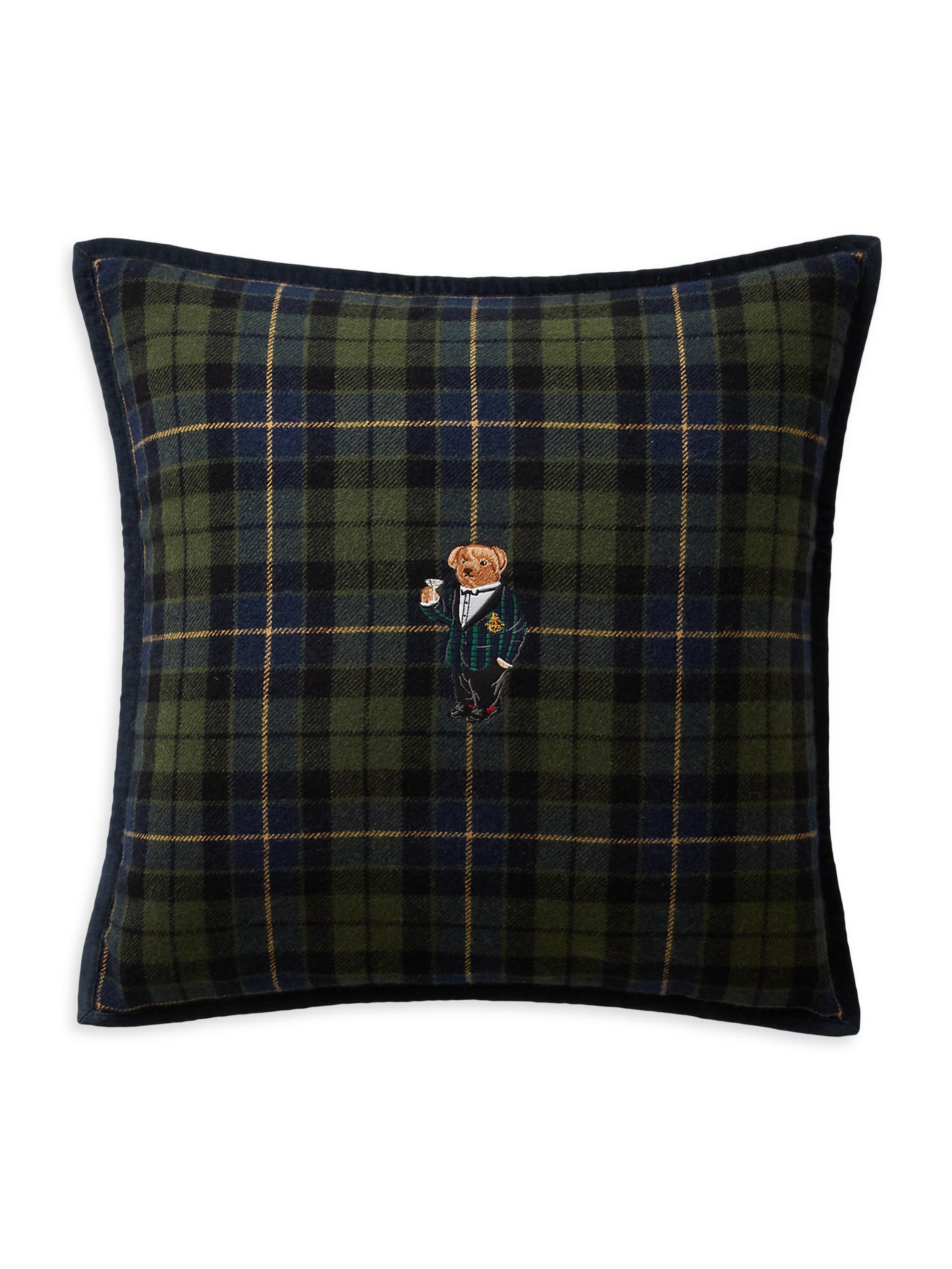 Ralph Lauren Tartan Bear Throw Pillow - Green