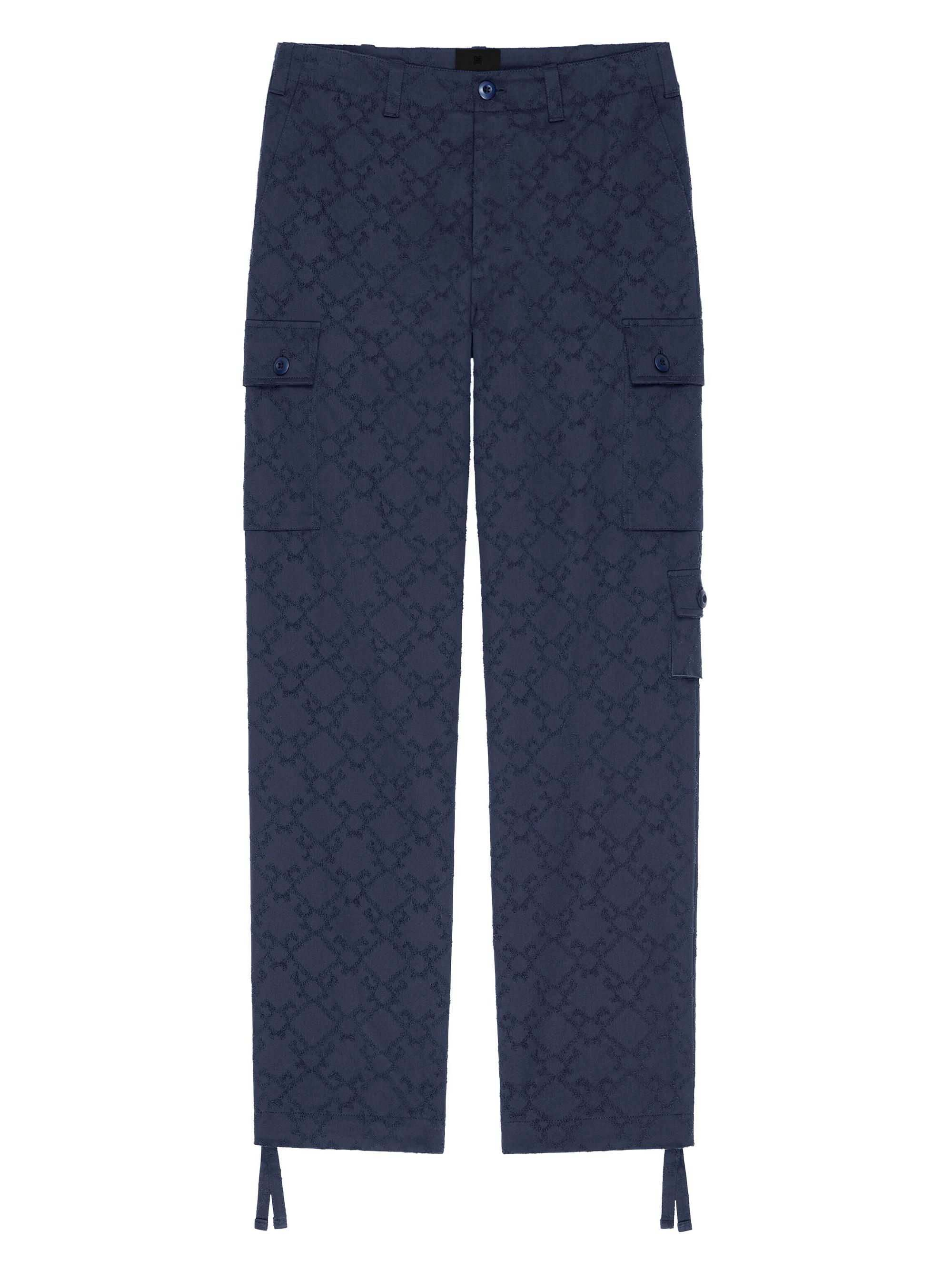Givenchy Men's Cargo Pants in Monogram 72 Cotton - Navy Blue