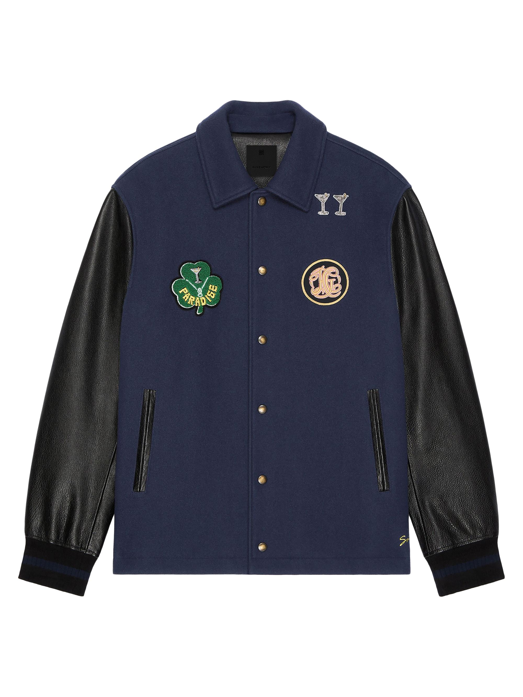 Givenchy Men's Varsity Jacket in Wool and Leather - Black Navy