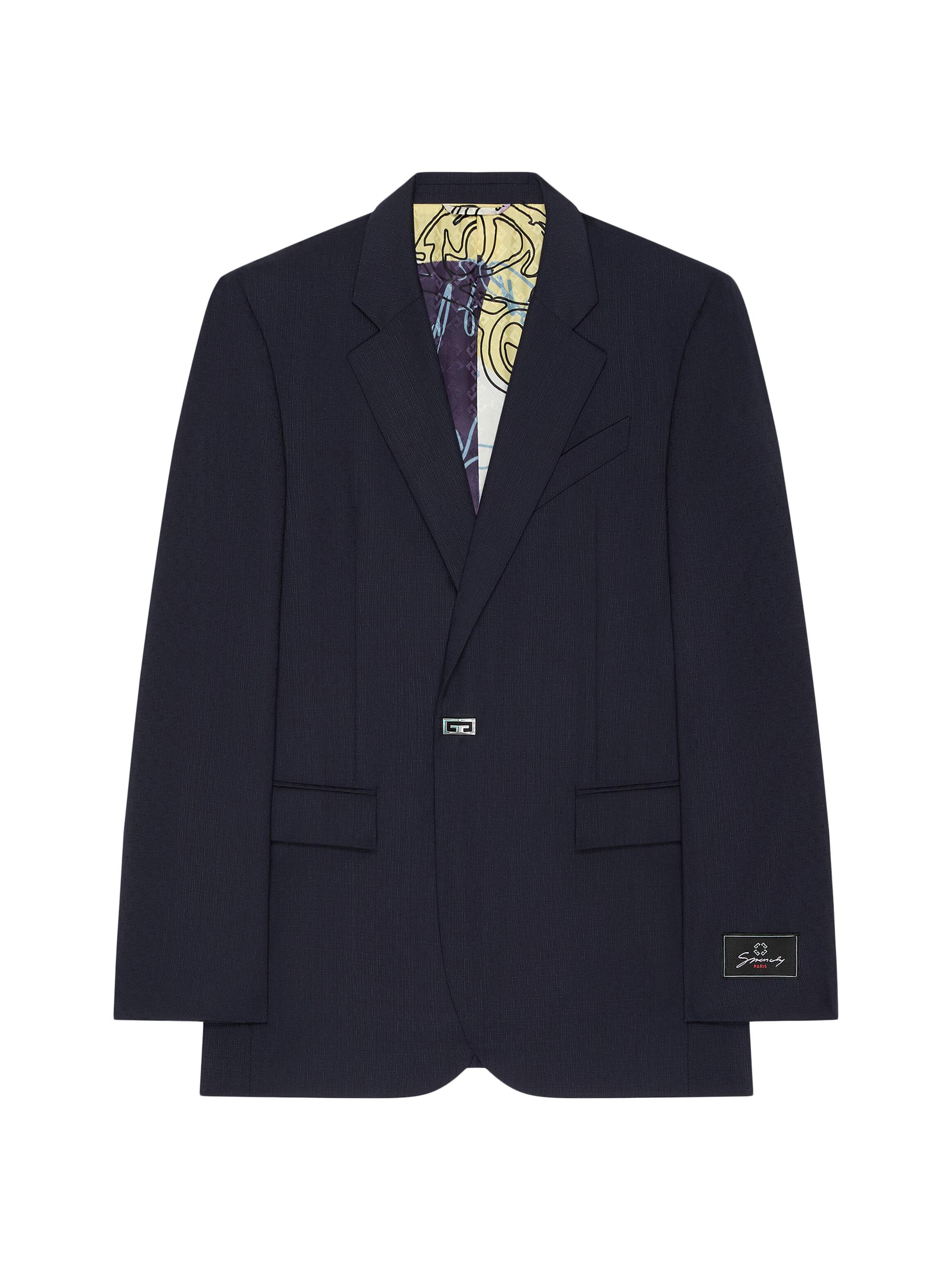 Givenchy Men's Slim Fit Jacket in Wool with 2G Button - Midnight Blue