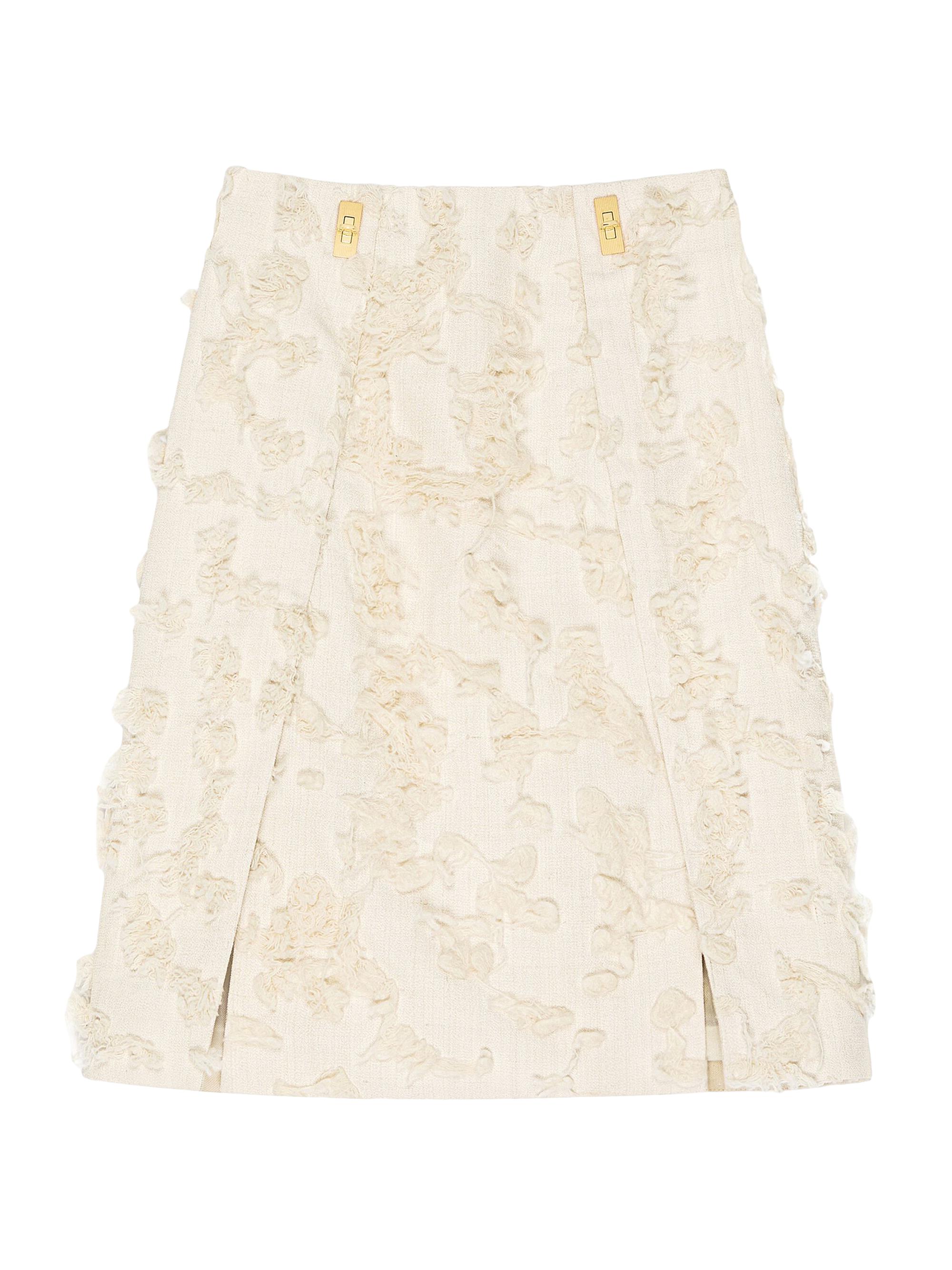 Givenchy Women's Skirt in Floral Cut Thread Fabric - Off White