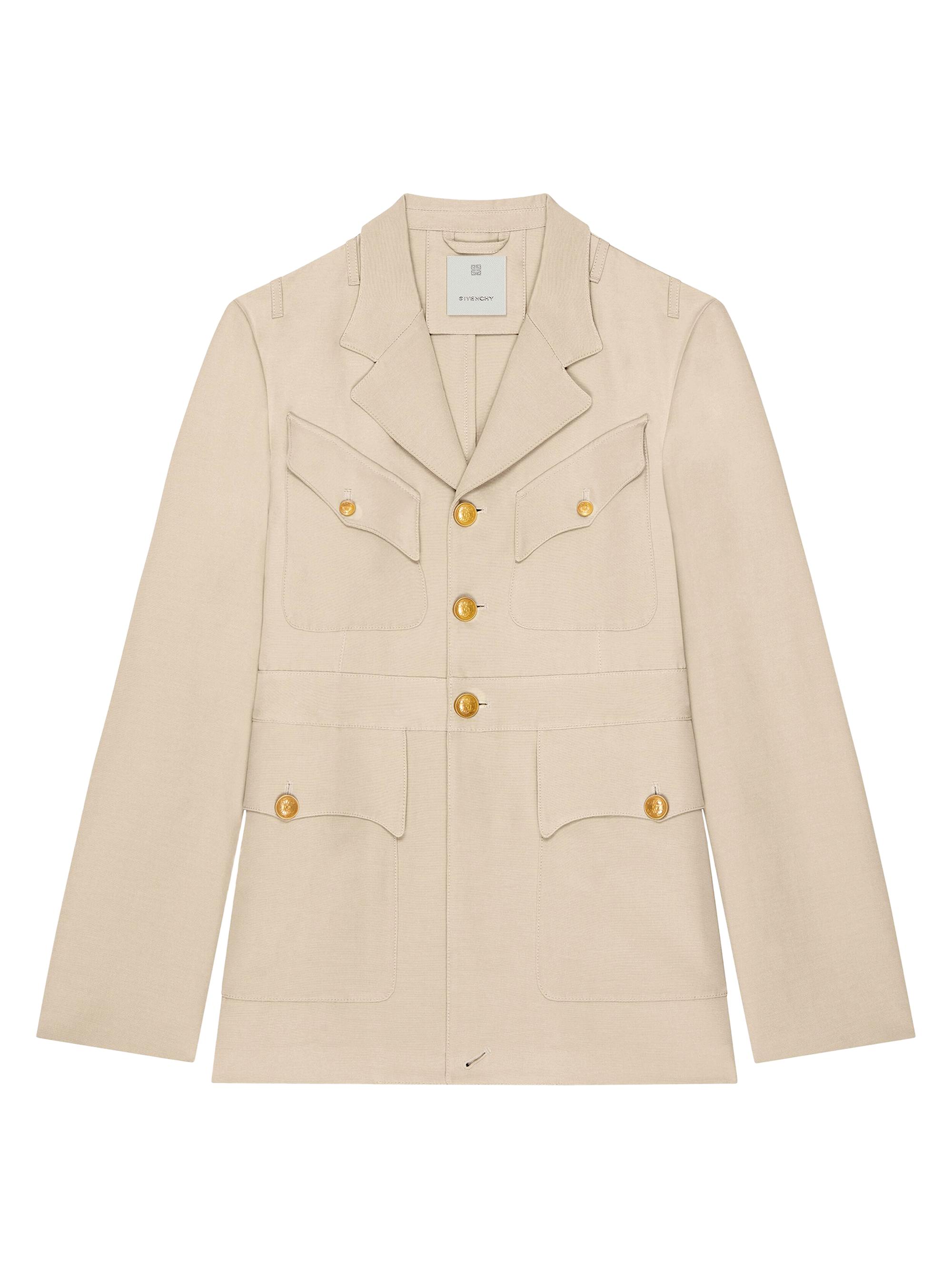 Givenchy Men's Military Jacket in Silk and Cotton - Light Beige