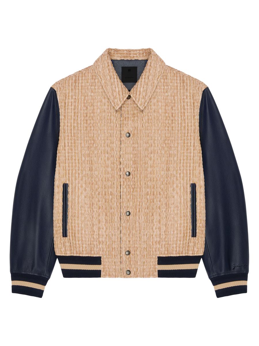 Givenchy Le Clos Varsity Jacket in Raffia and Leather | Saks Fifth