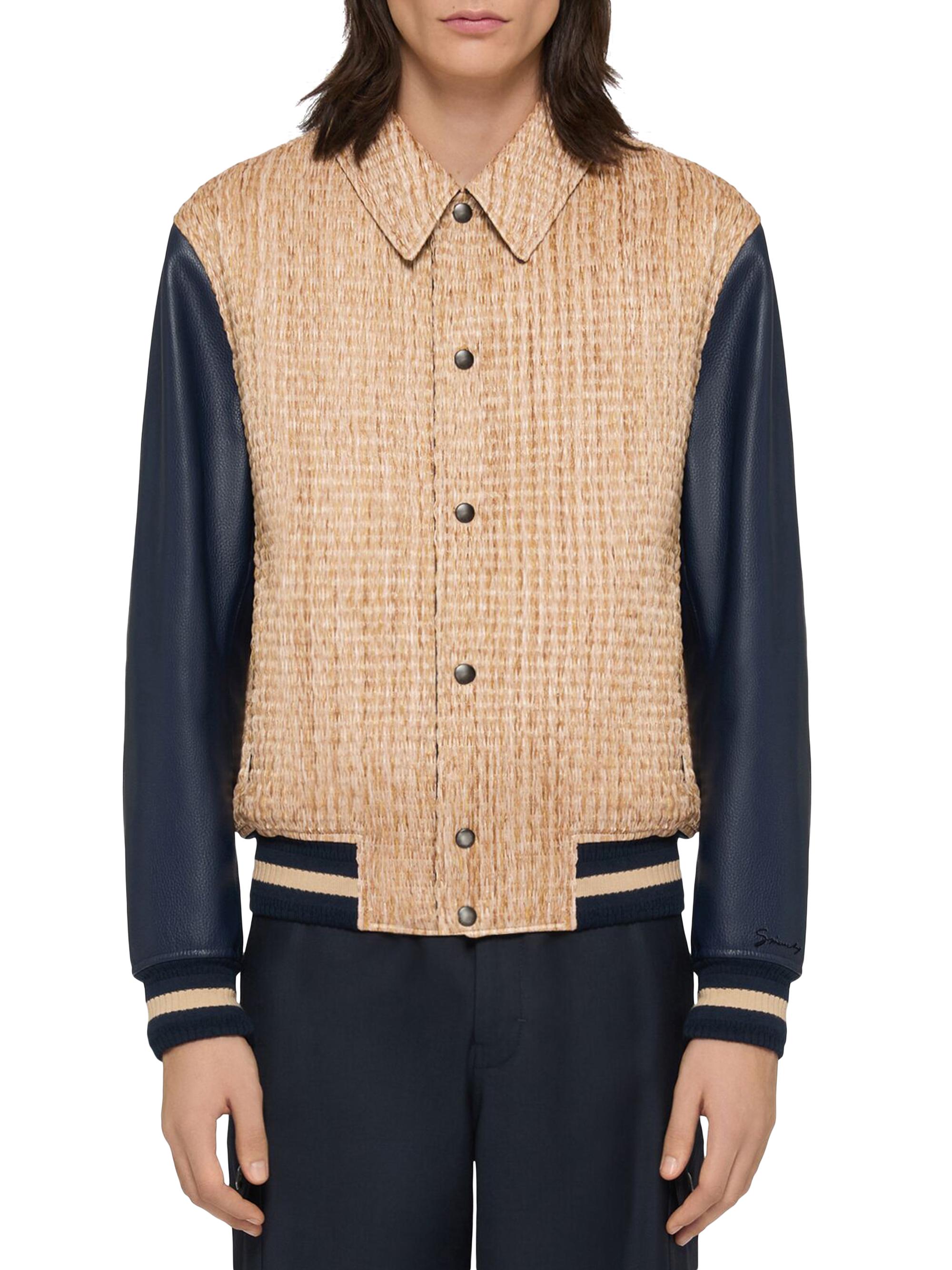 GIVENCHY ゴールド ノーカラージャケット Lサイズ Givenchy Le Clos Varsity Jacket in Raffia and Leather | Saks Fifth