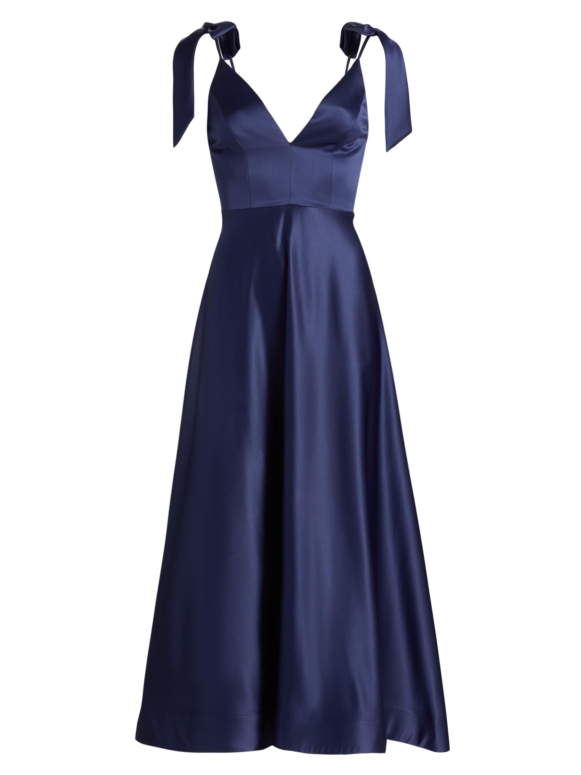 As It May Women's Paula Satin Midi-Dress - Dark Navy