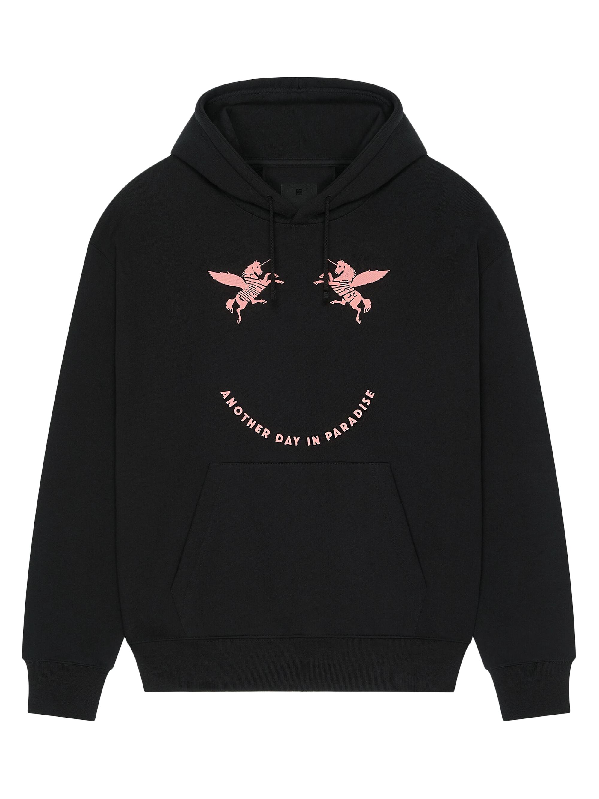 Givenchy Men's Hoodie in Fleece with Unicorns Embroidery - Black