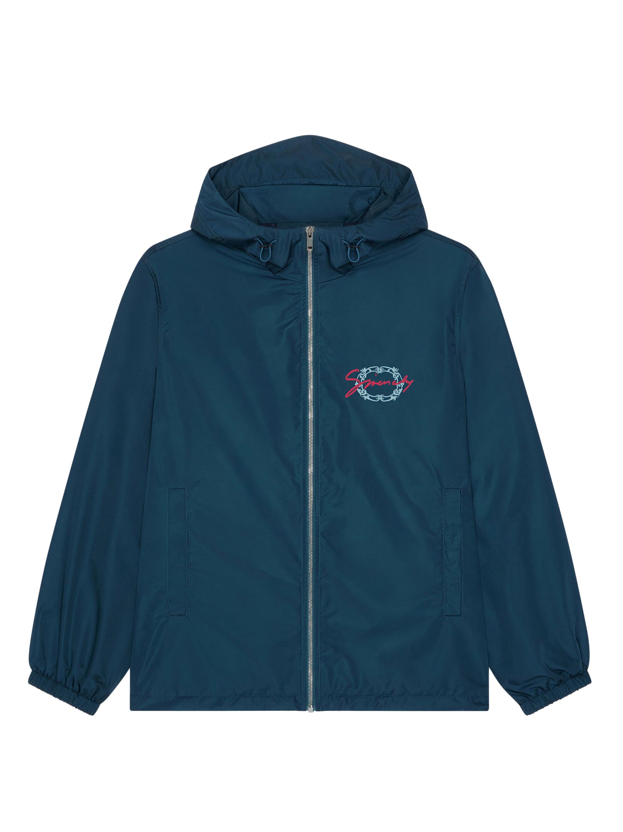 Givenchy Men's Windbreaker Jacket with Medallion - Petrol Blue