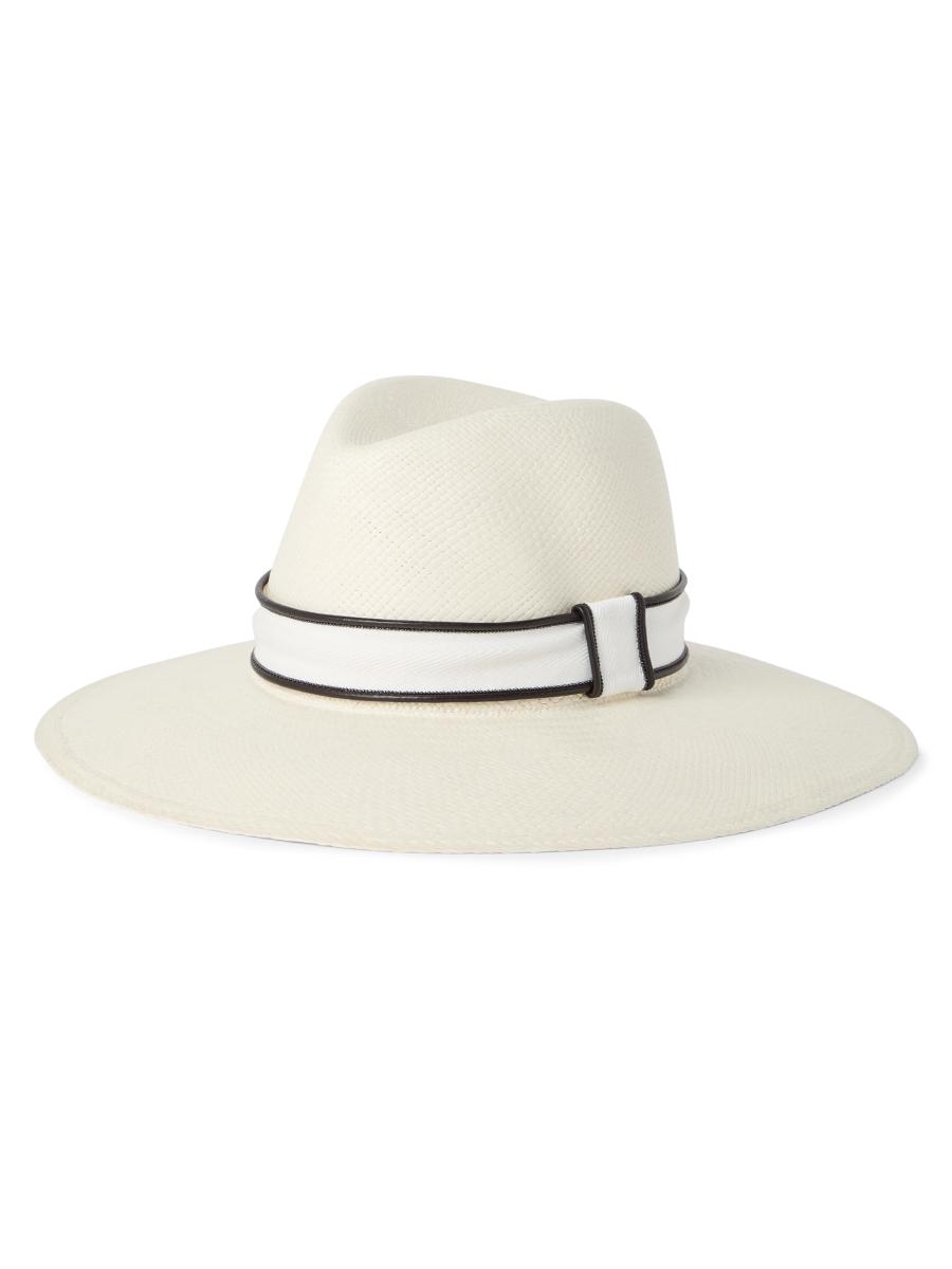 Brunello Cucinelli Straw Fedora with Band and Monili | Saks