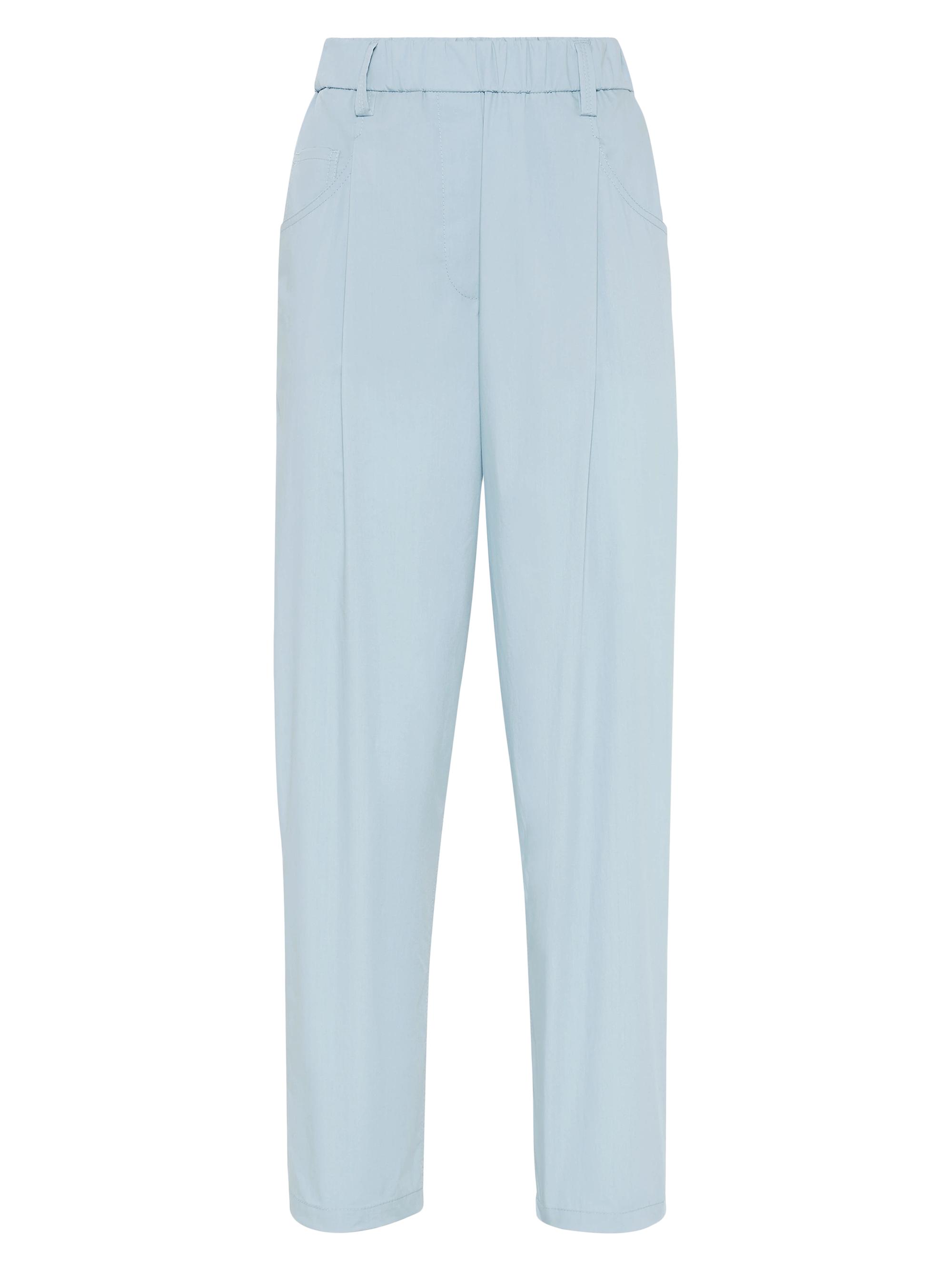 Brunello Cucinelli Women's Lightweight Poplin Five Pocket Track Trousers with Monili - Khaki