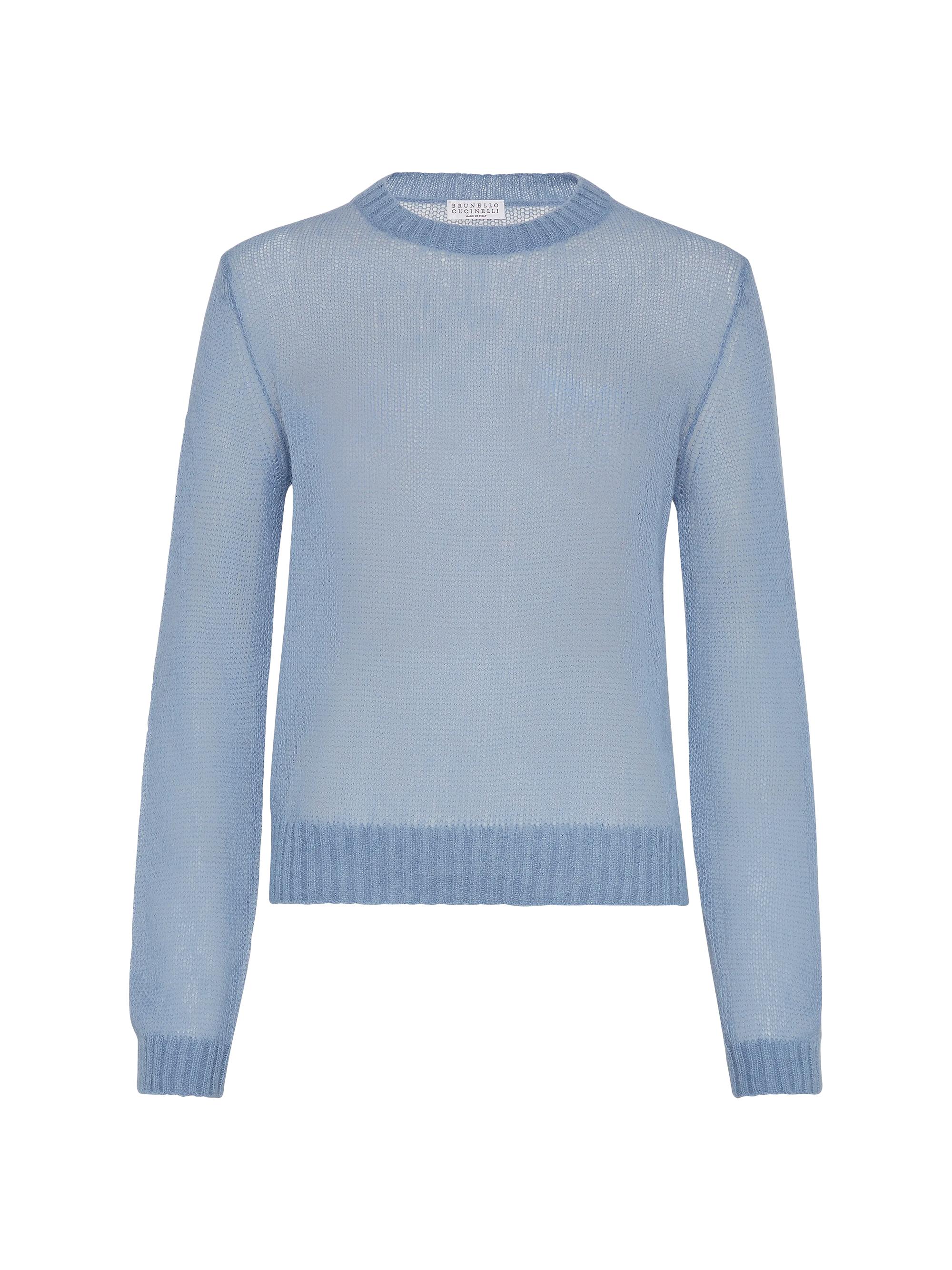 Brunello Cucinelli Women's Mohair and Wool Sweater with Monili - Avio Blue