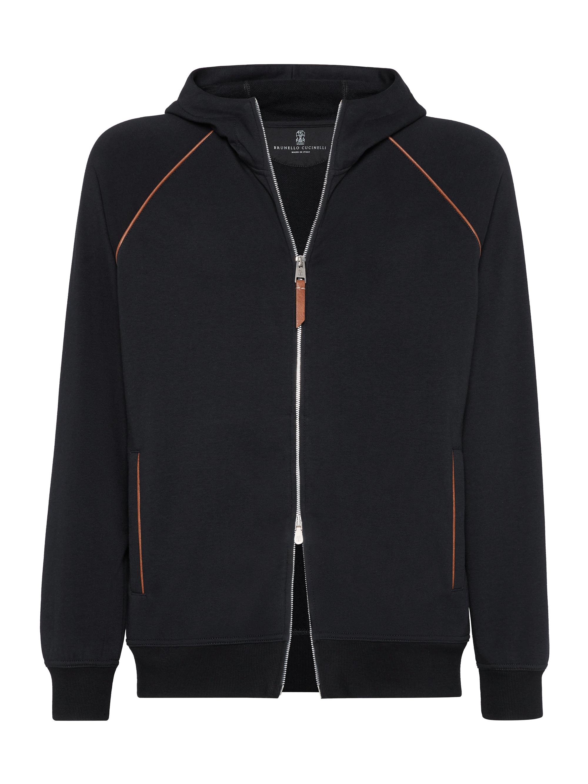Brunello Cucinelli Men's Techno Cotton French Terry Hooded Sweatshirt - Black