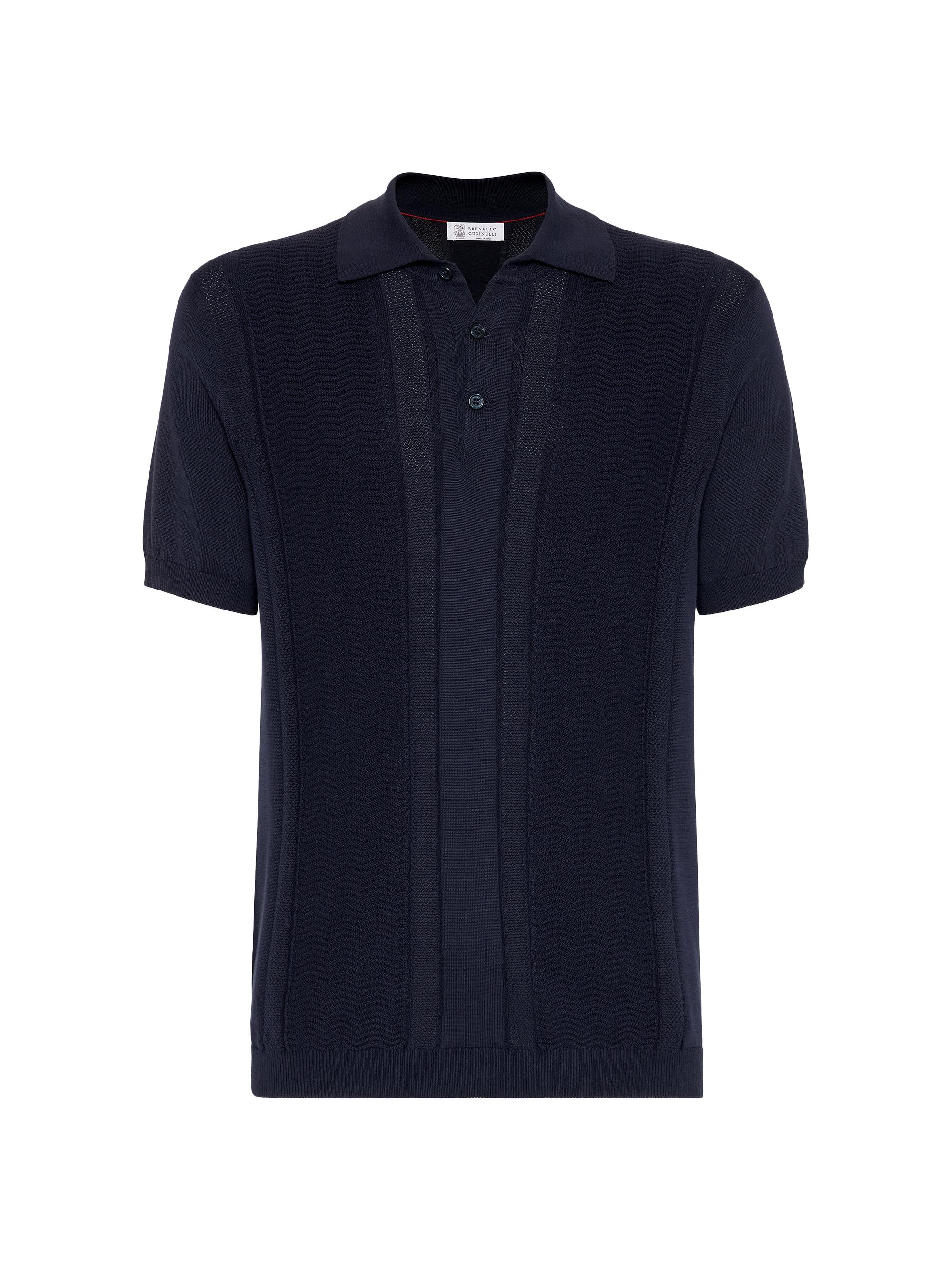 Brunello Cucinelli Men's Cotton Knit Polo Shirt - Night