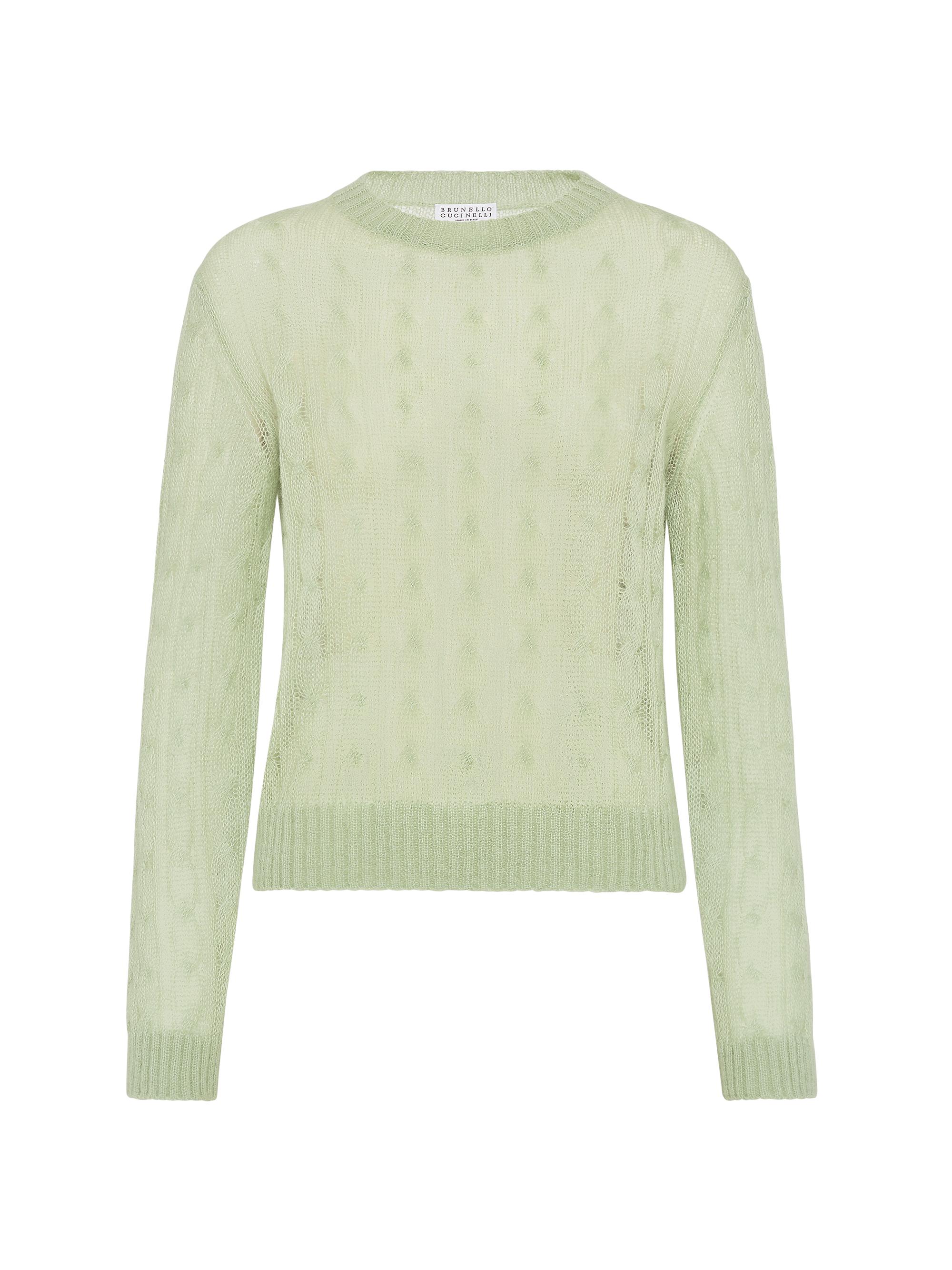 Brunello Cucinelli Women's Mohair and Wool Cable Knit Sweater - Mint Green