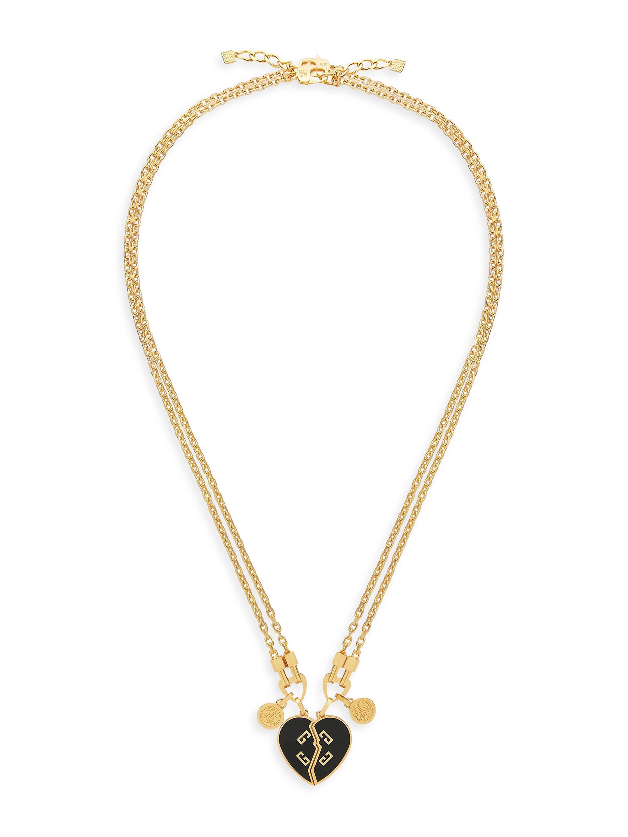 Givenchy Men's Separable Heart Necklaces in Metal and Enamel - Black Gold