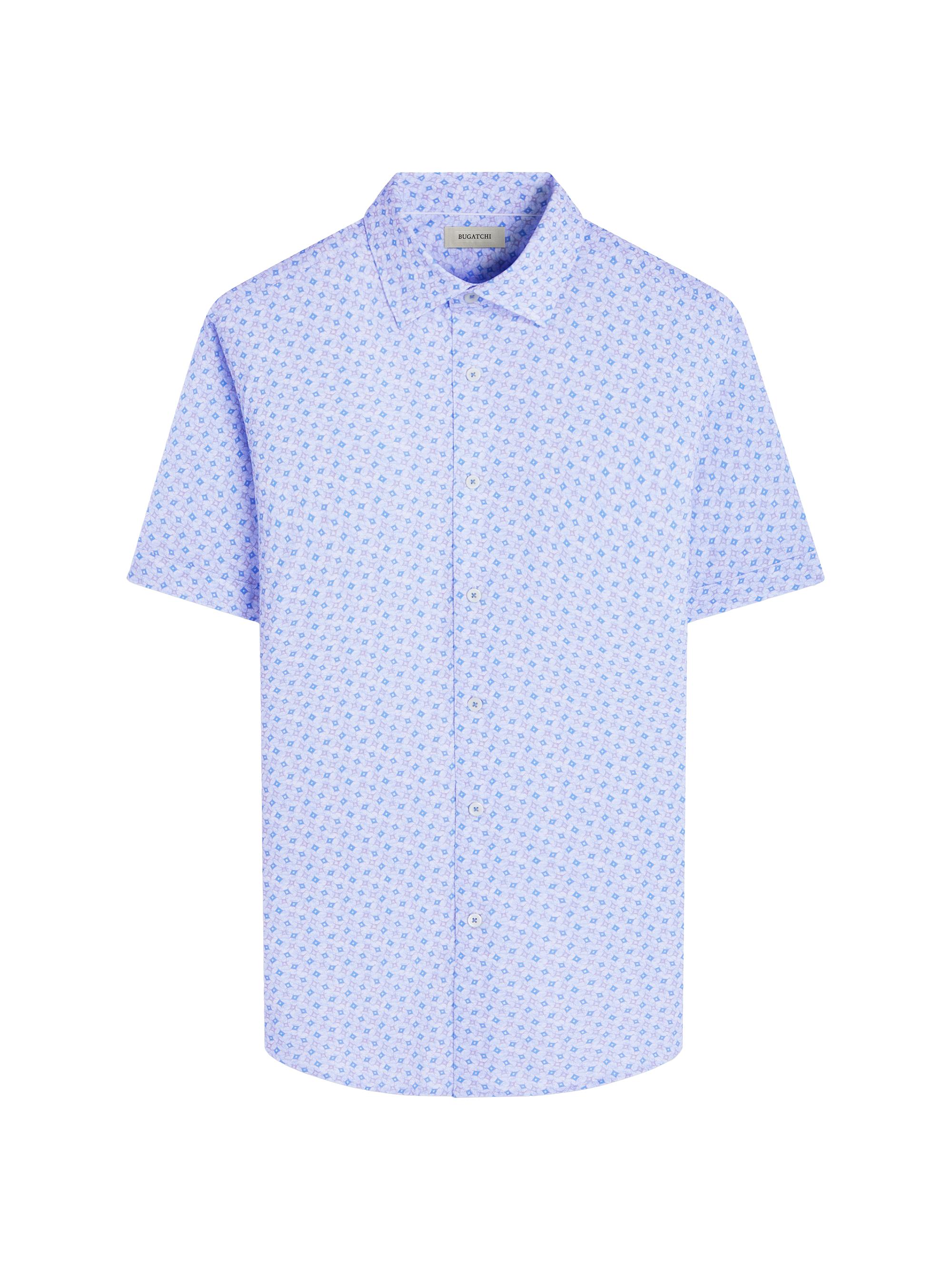 Bugatchi Men's Miles OoohCotton Button-Front Short-Sleeve Shirt - Air Blue