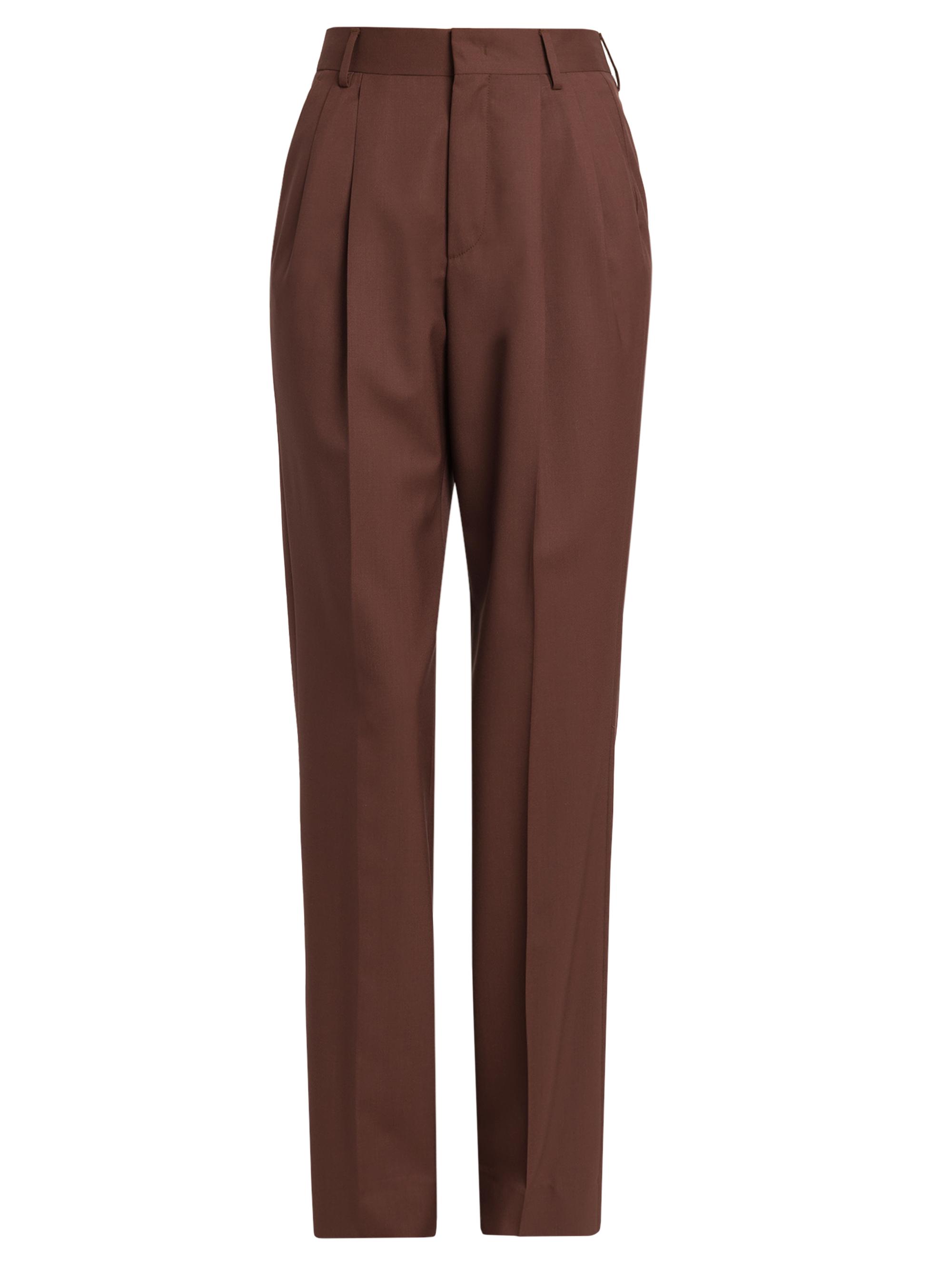 Armarium Women's Celia Wool Double-Pleated Pants - Chocolate