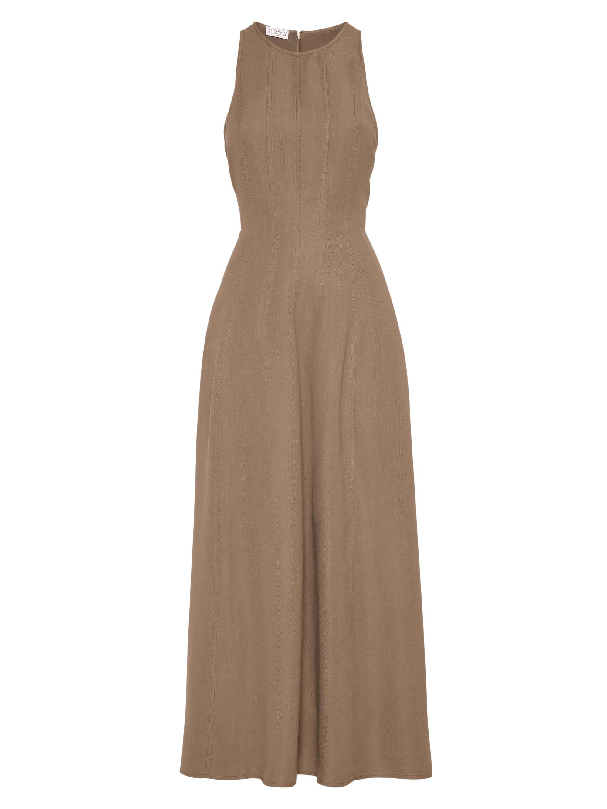 Brunello Cucinelli Women's Viscose and Linen Fluid Twill Dress - Cocoa