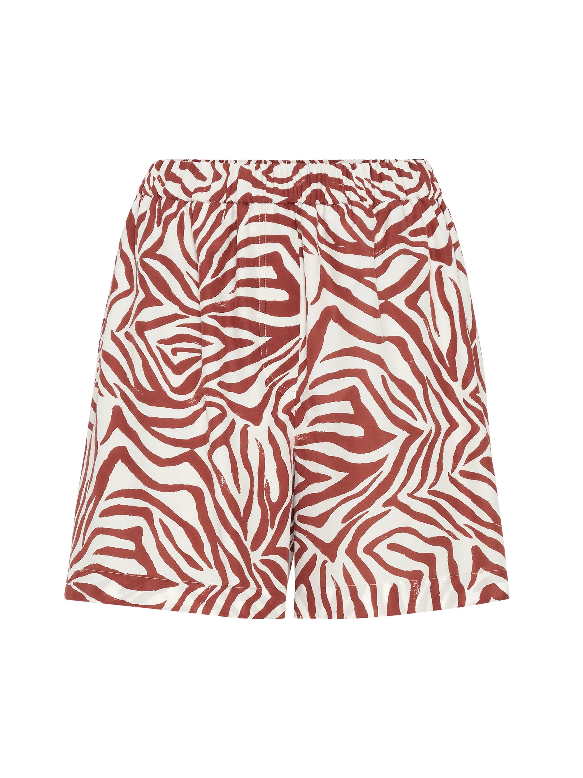Brunello Cucinelli Women's Cotton and Silk Ethnic Print Poplin Track Shorts - Red