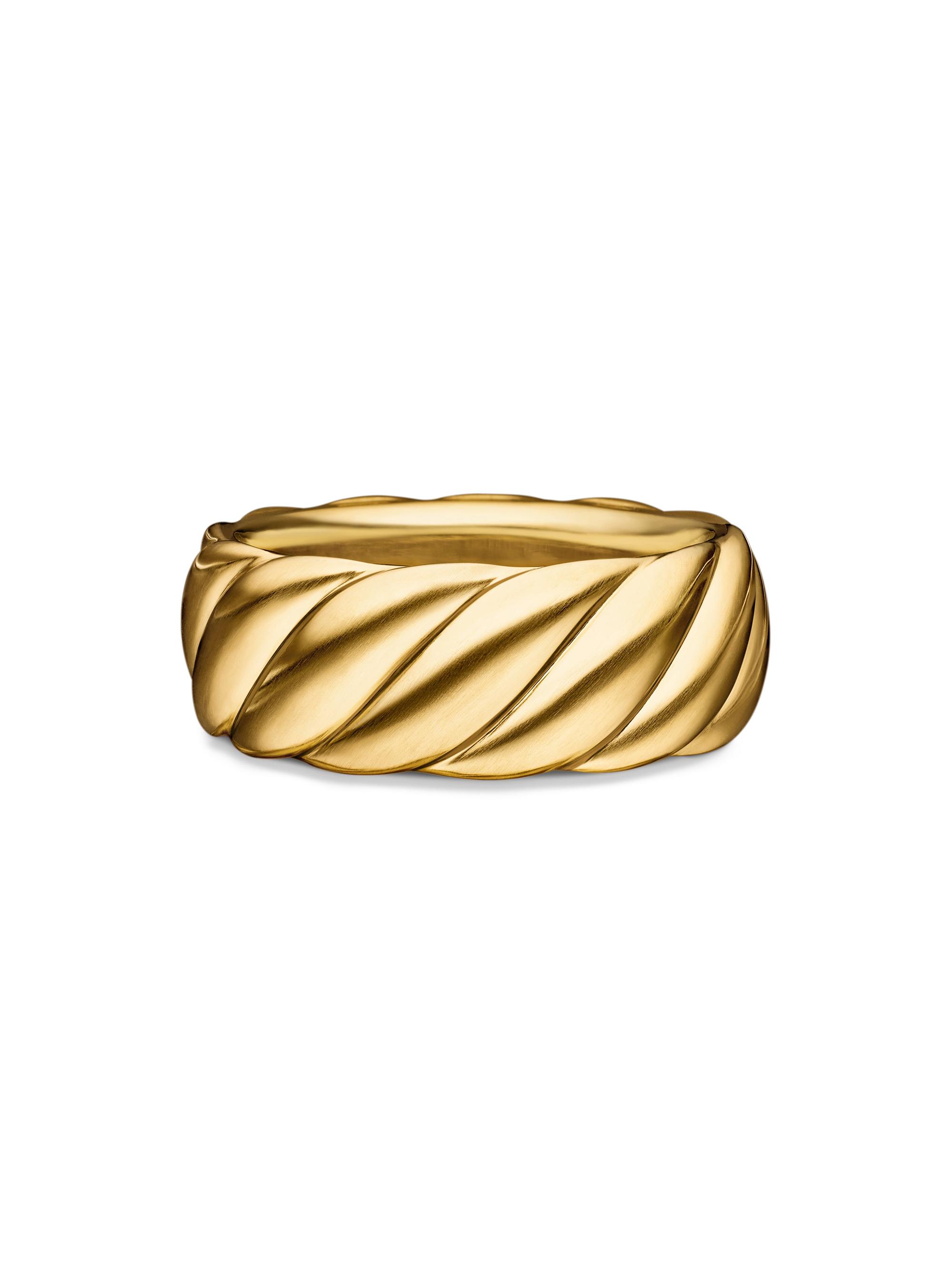 David Yurman Men's Sculpted Cable Contour Band Ring in 1K Yellow Gold, 9MM - Gold