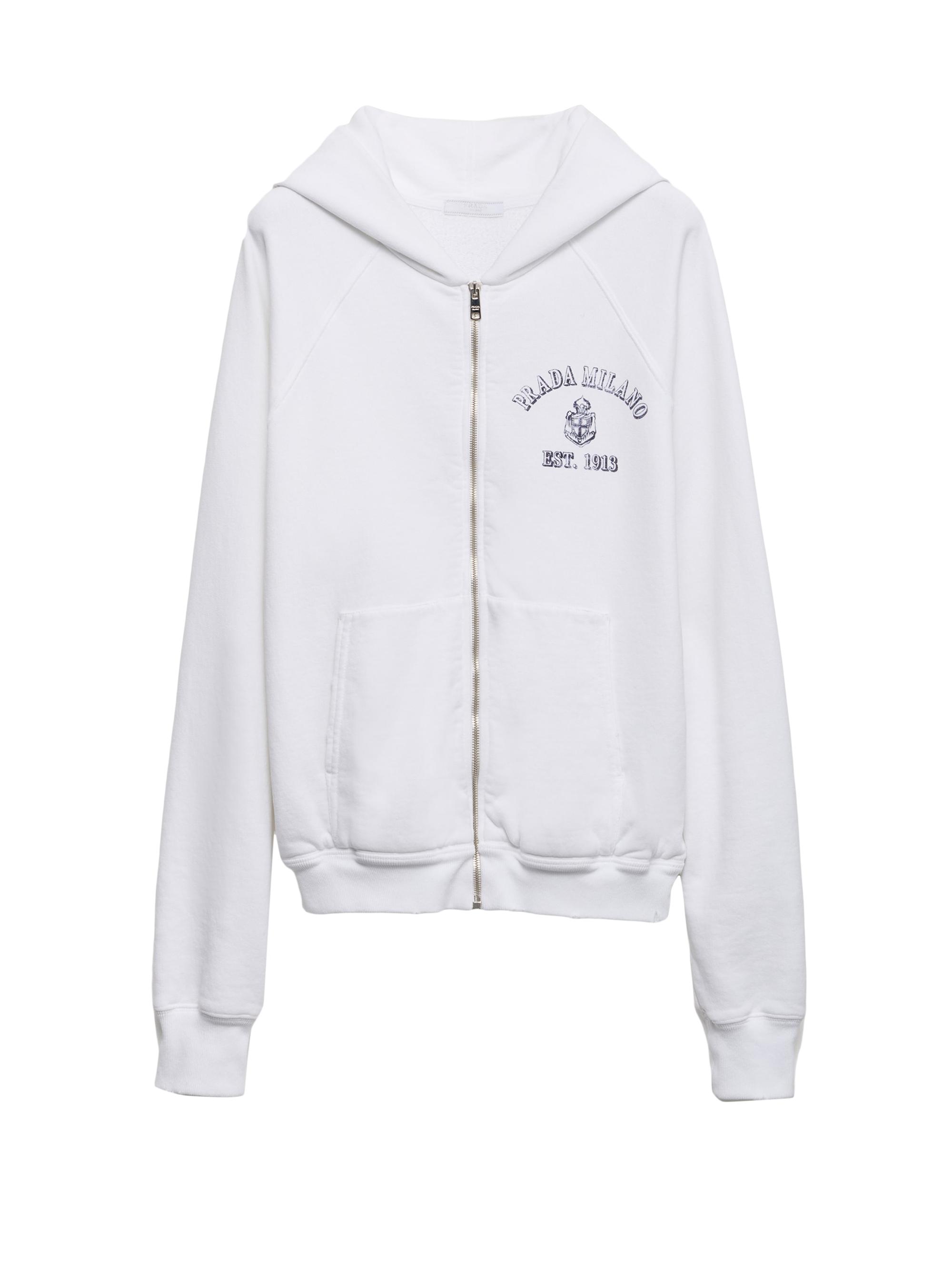 Prada Men's Cotton Fleece Hoodie - White
