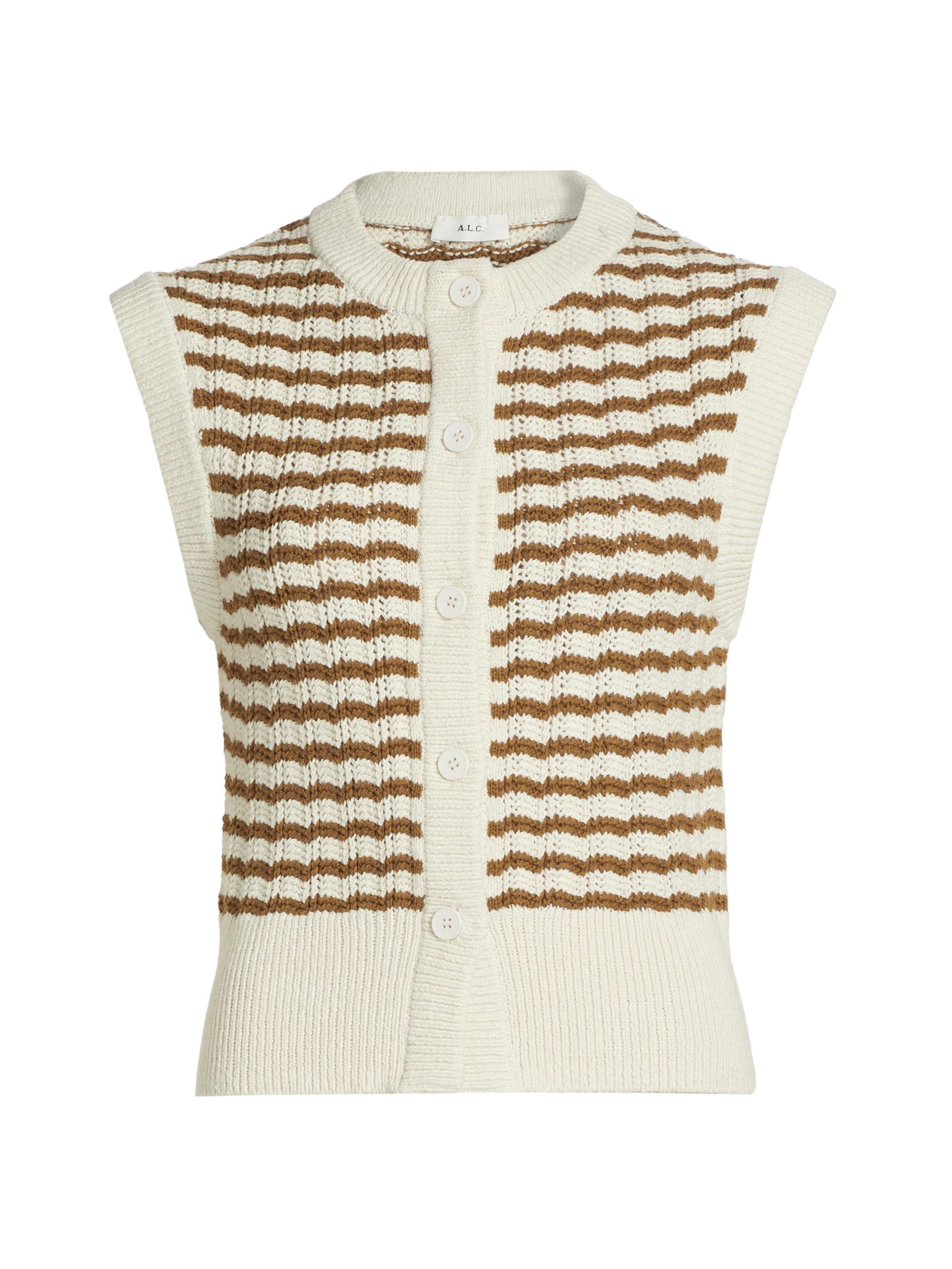 A.L.C. Women's Margo Striped Crochet Top - Parchment Aged Bronze Stripe