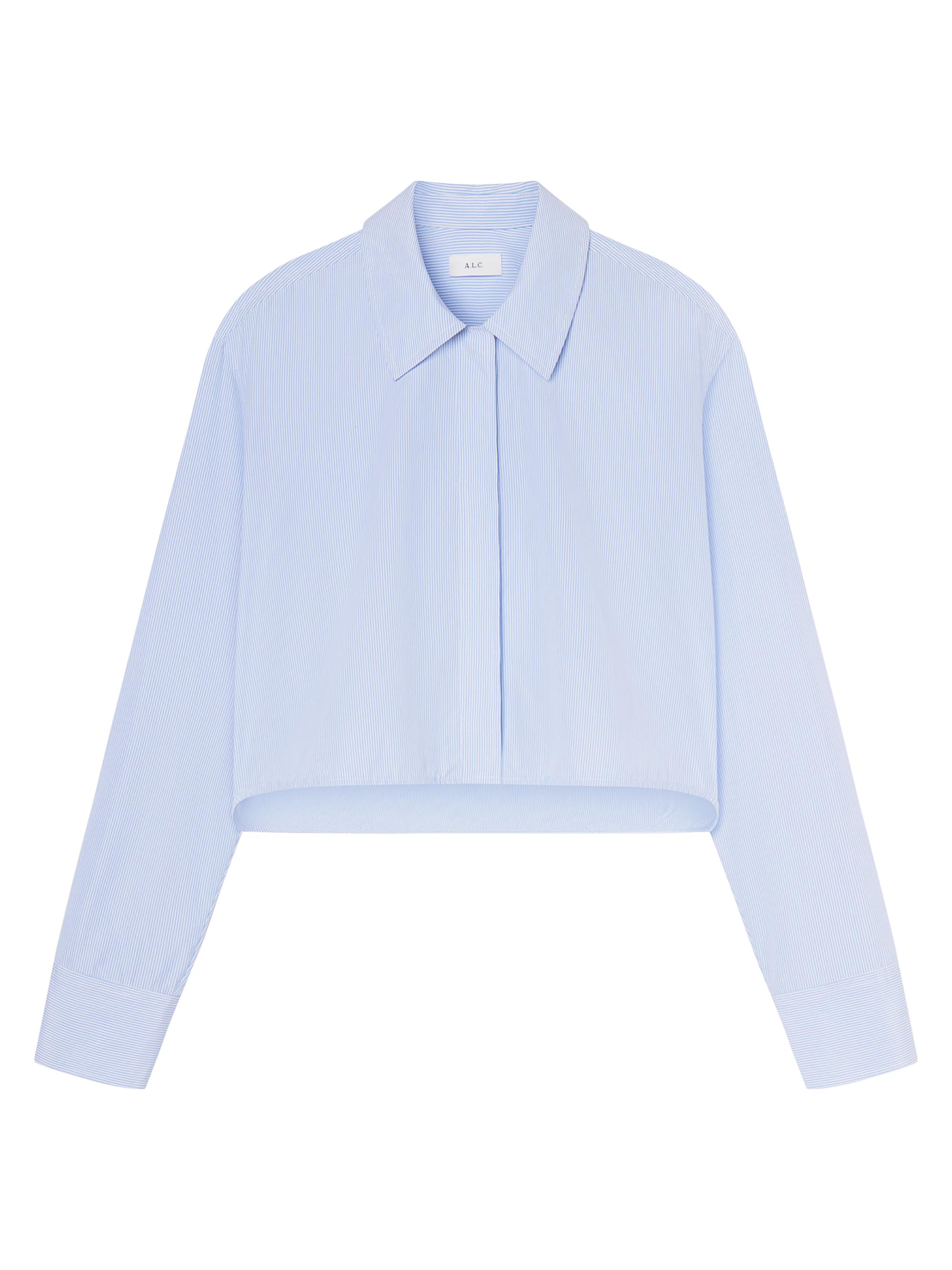 A.L.C. Women's Maude Boxy Button-Front Top - Light Blue White Stripe