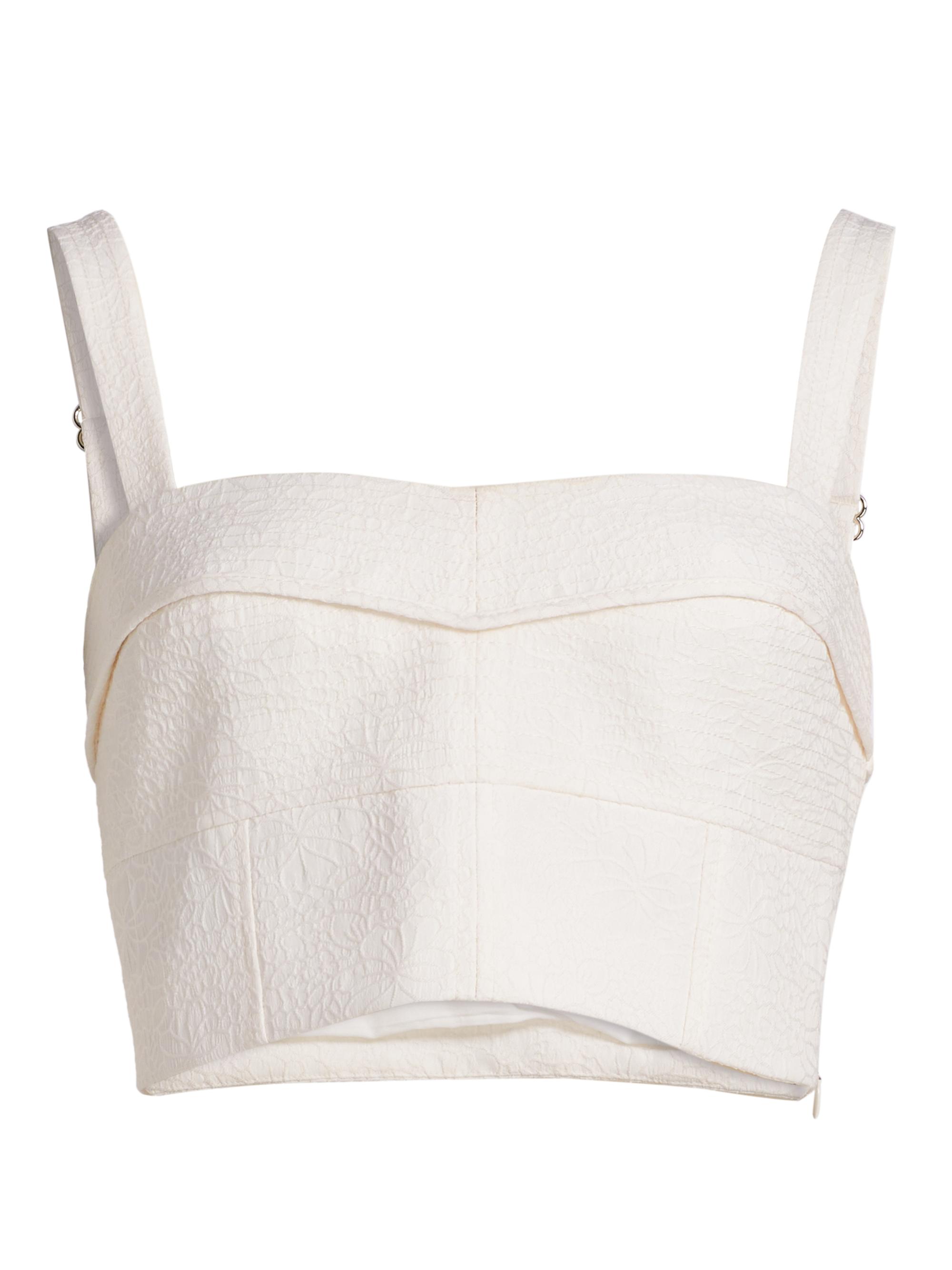 Veronica Beard Women's Faxon Floral-Embroidered Crop Tank - Dove