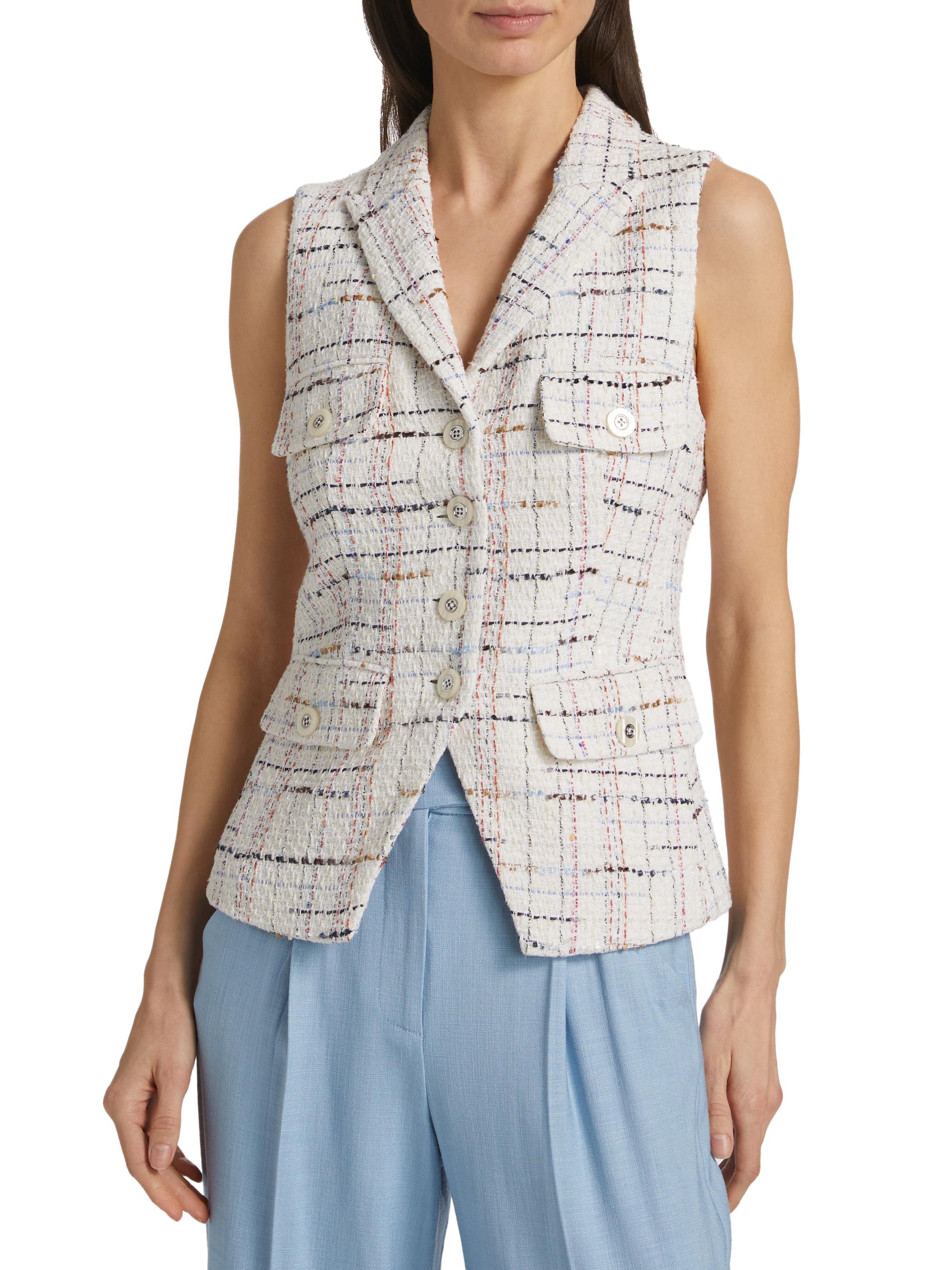Veronica Beard Benny Tweed Button-Front Vest Saks Fifth Avenue