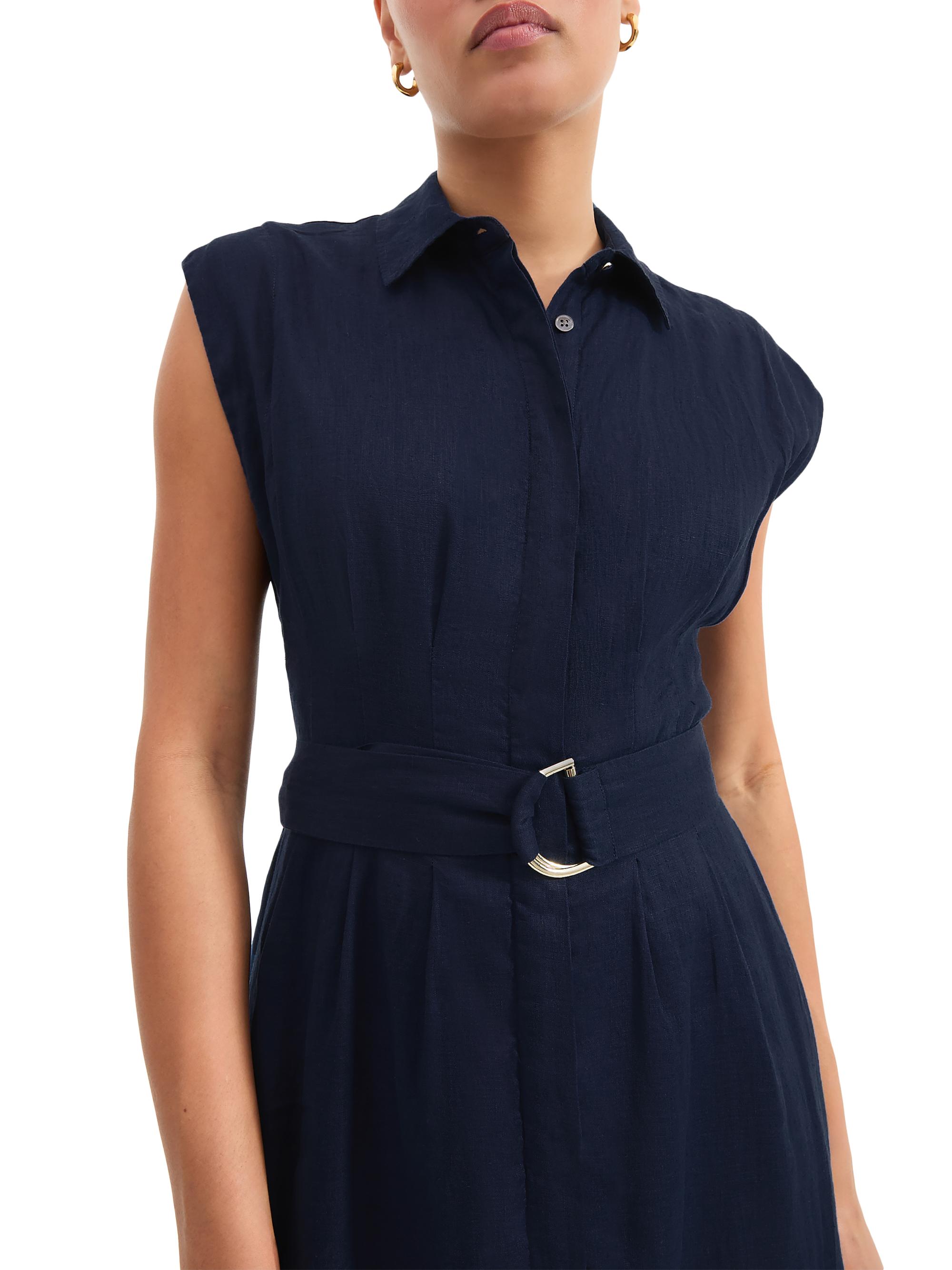 Veronica Beard Loreta Linen Belted Midi-Shirtdress | Saks Fifth Avenue