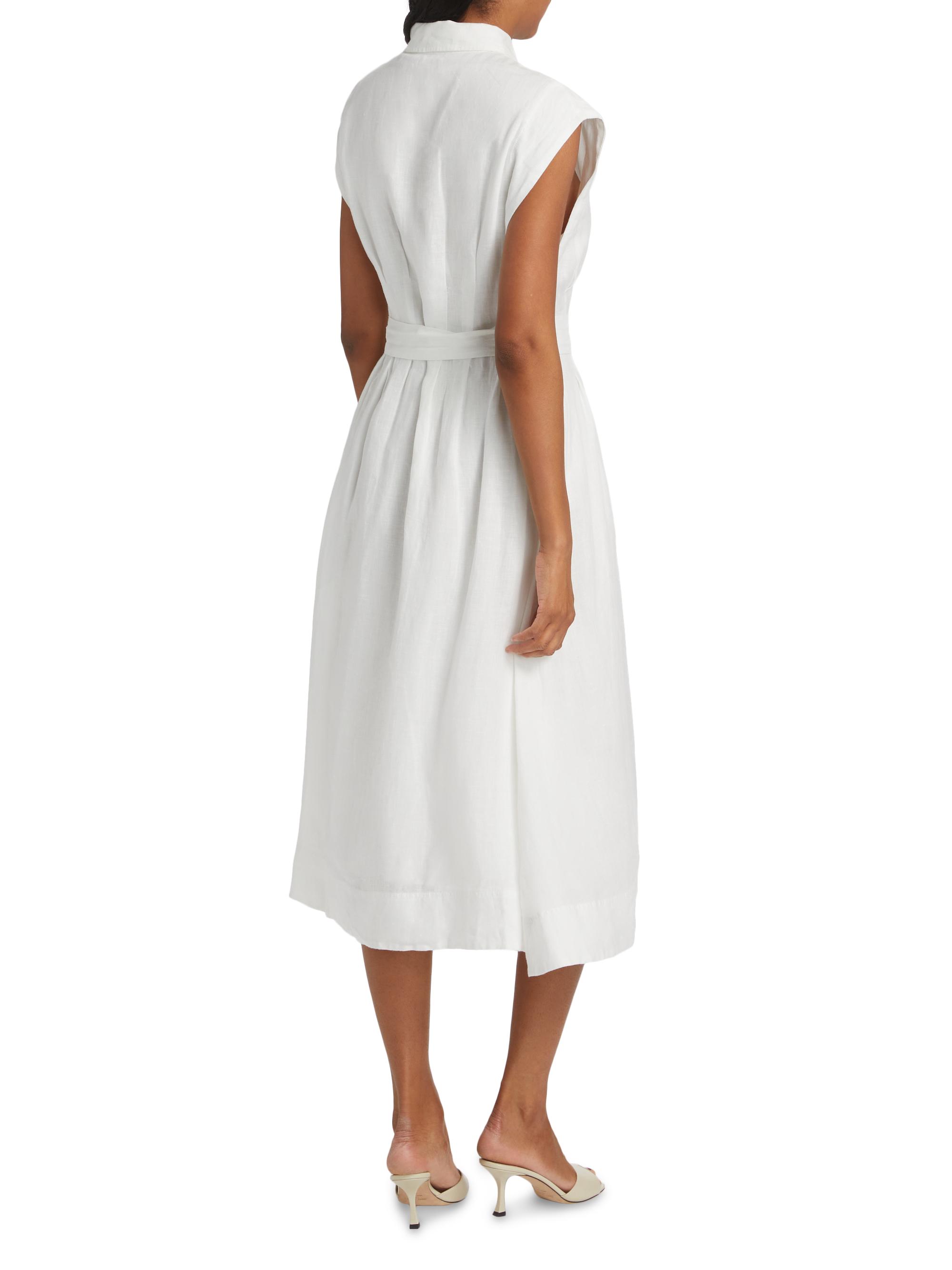 Veronica Beard Women's Loreta Linen Belted Midi-Shirtdress - Off White | Thumbnail 5