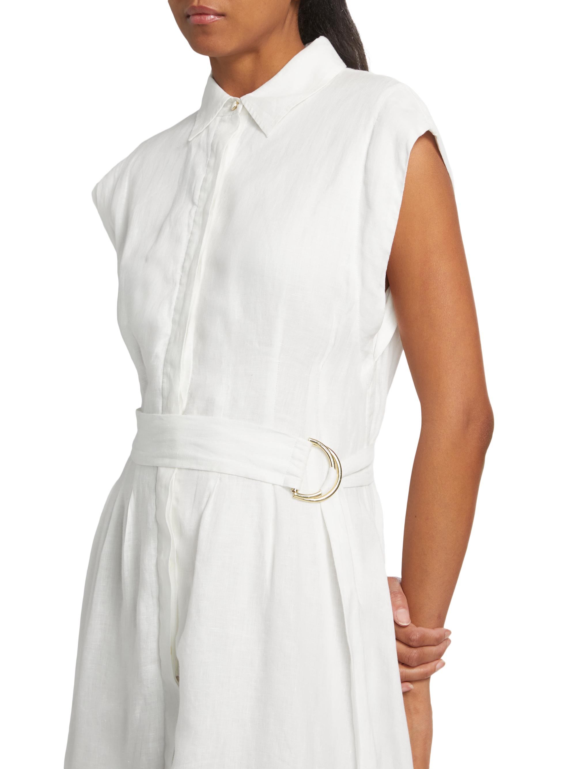 Veronica Beard Loreta Linen Belted Midi-Shirtdress | Saks Fifth Avenue