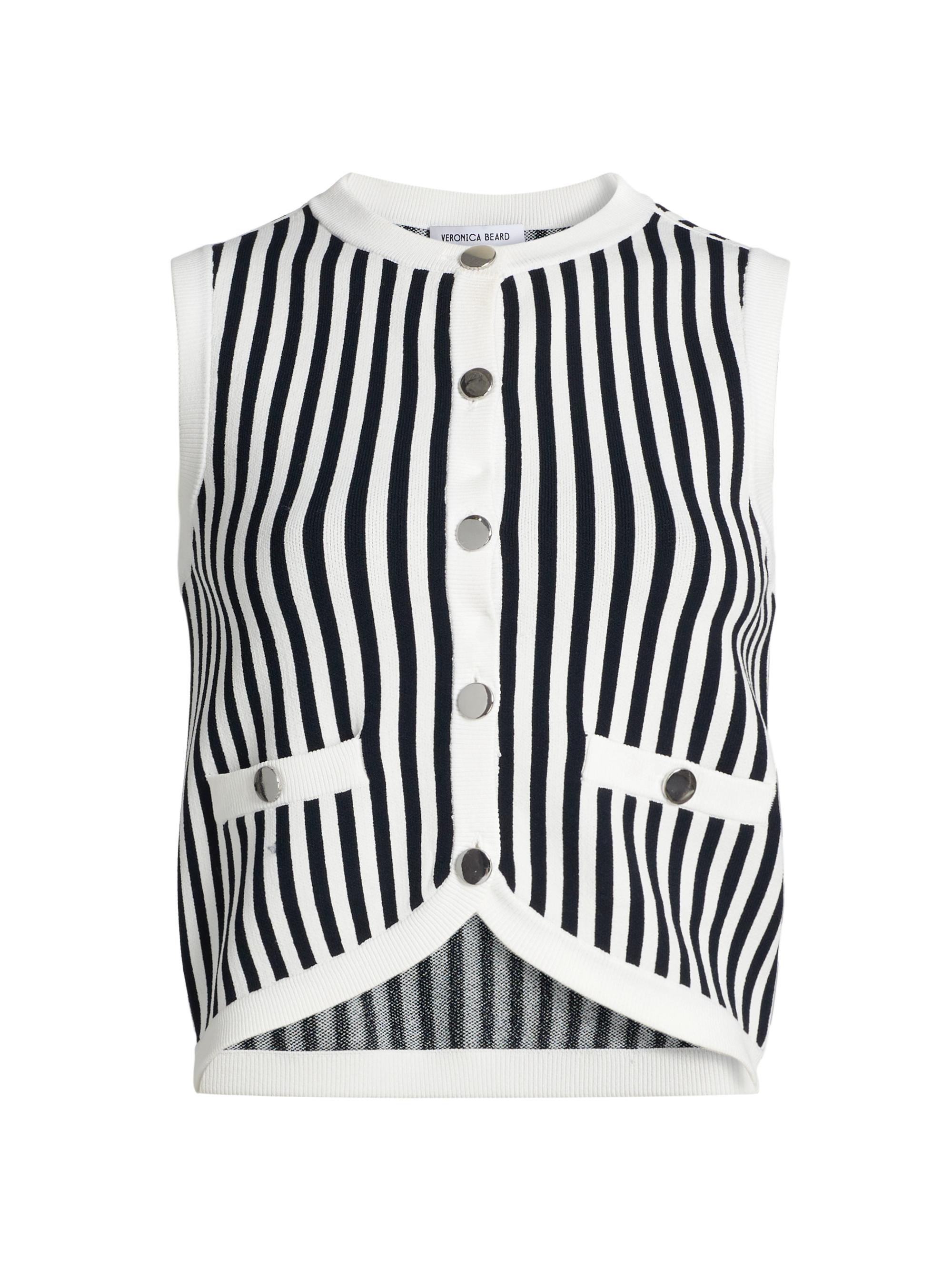 Veronica Beard Leland Striped Knit Crop Vest | Saks Fifth Avenue