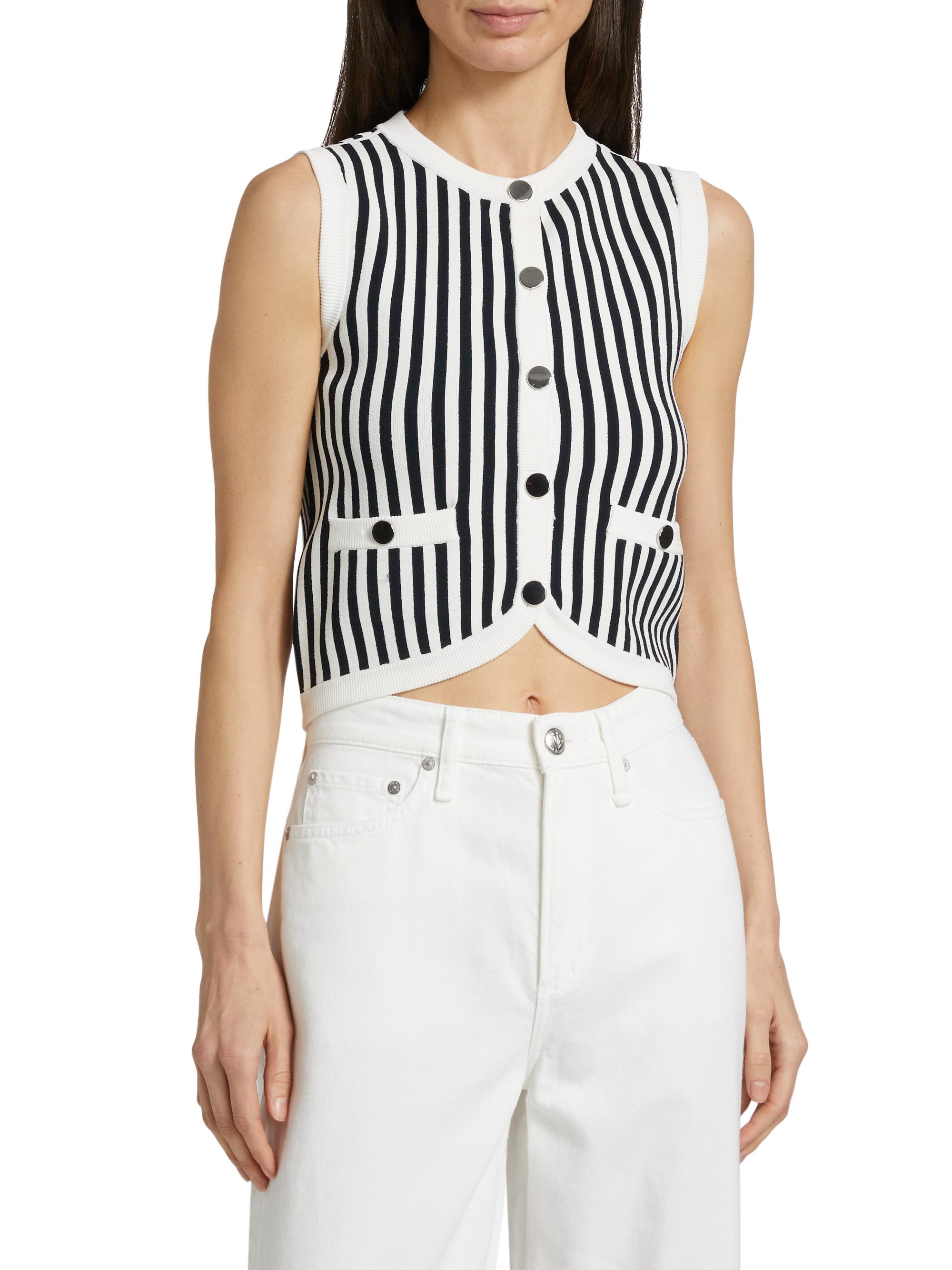 Veronica Beard Leland Striped Knit Crop Vest | Saks Fifth Avenue