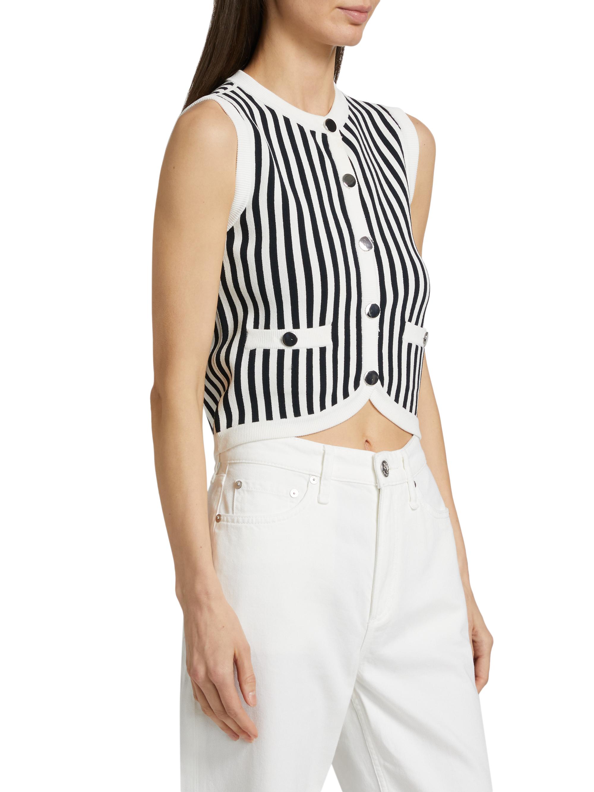 Veronica Beard Leland Striped Knit Crop Vest | Saks Fifth Avenue