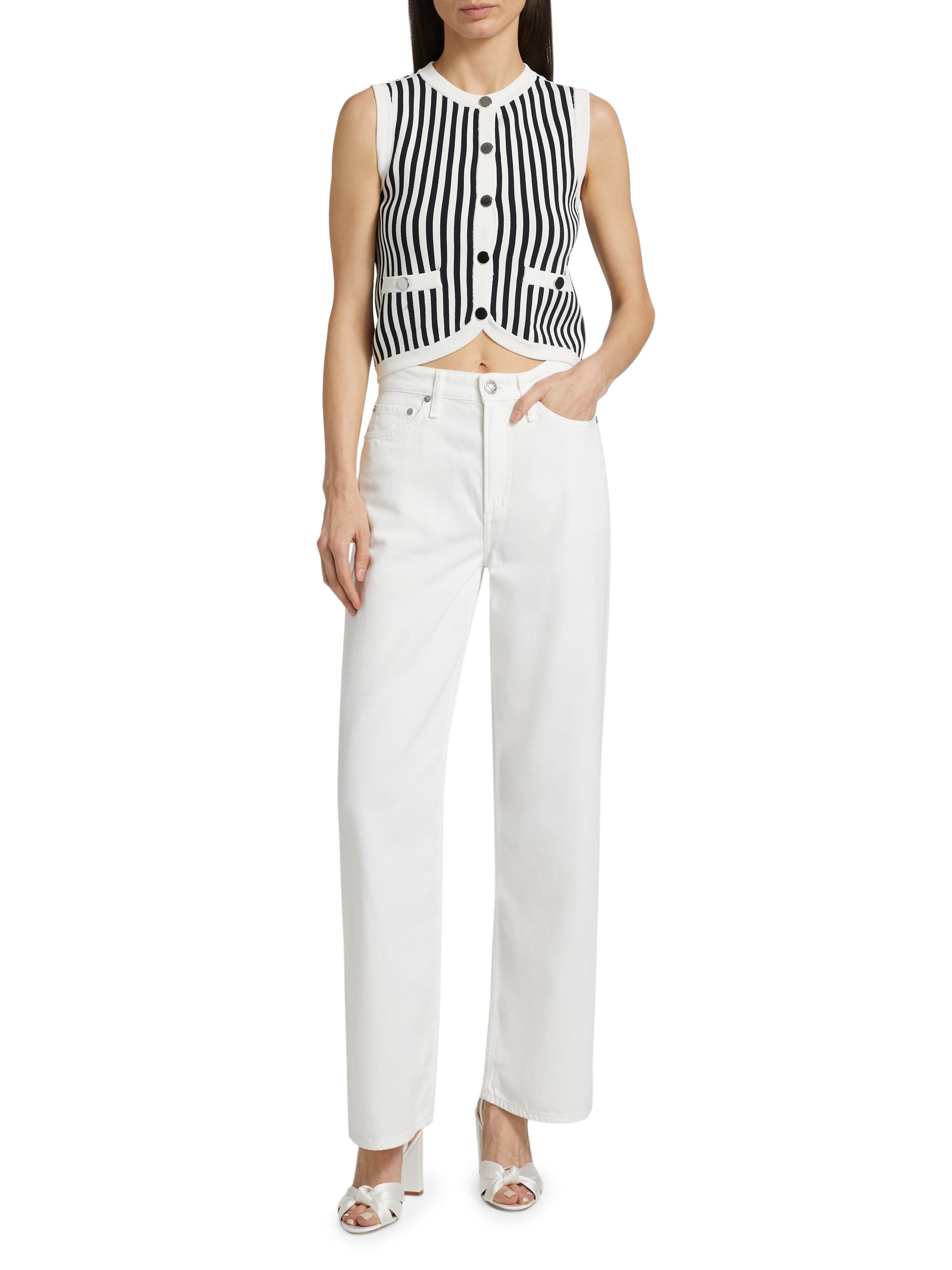 Veronica Beard Leland Striped Knit Crop Vest | Saks Fifth Avenue