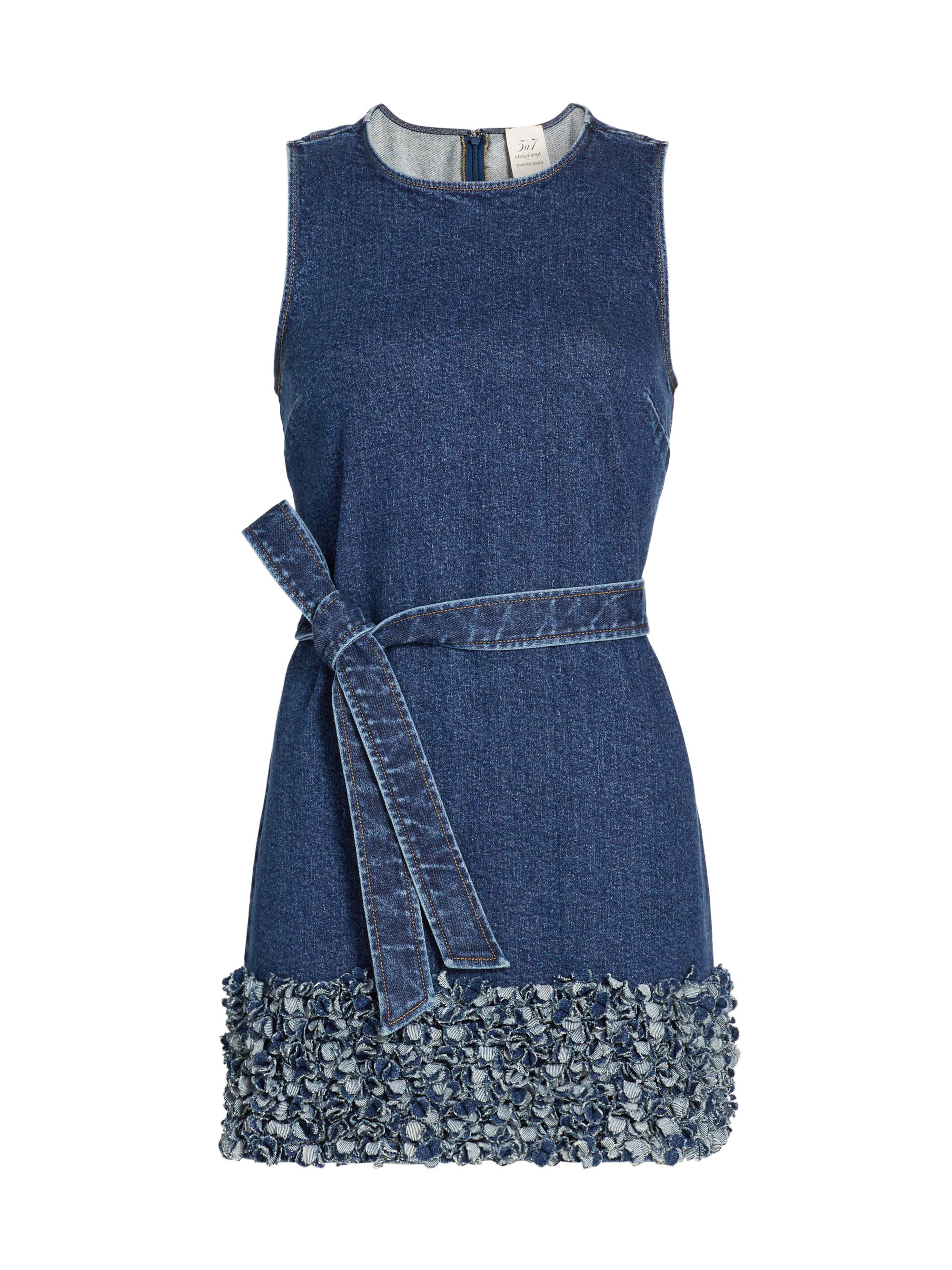 Cinq à Sept Women's Petal Mindie Embellished Denim Tie-Waist Minidress - Oceane