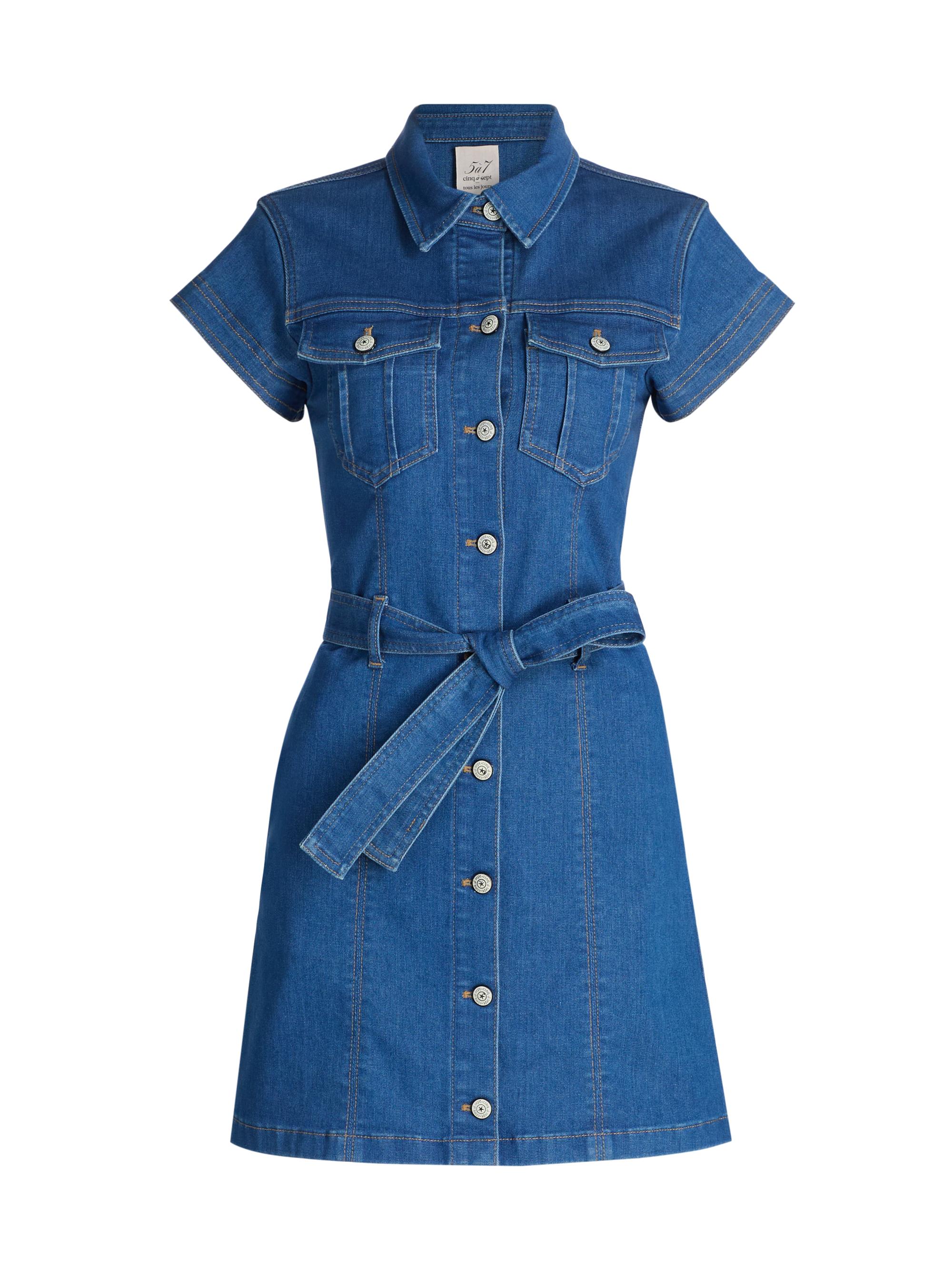 Cinq à Sept Women's Tia Stretch-Denim Tie-Waist Minidress - Surf Blue
