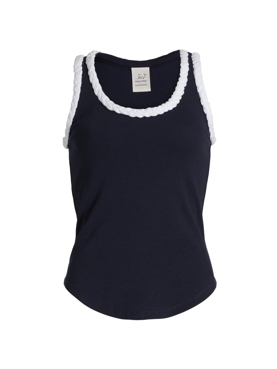 リミフゥ　20/-C Plain Stitch Chest Slit Tank Denim & Co. Essentials Linen Blend Split Neck Tank Top - QVC.com