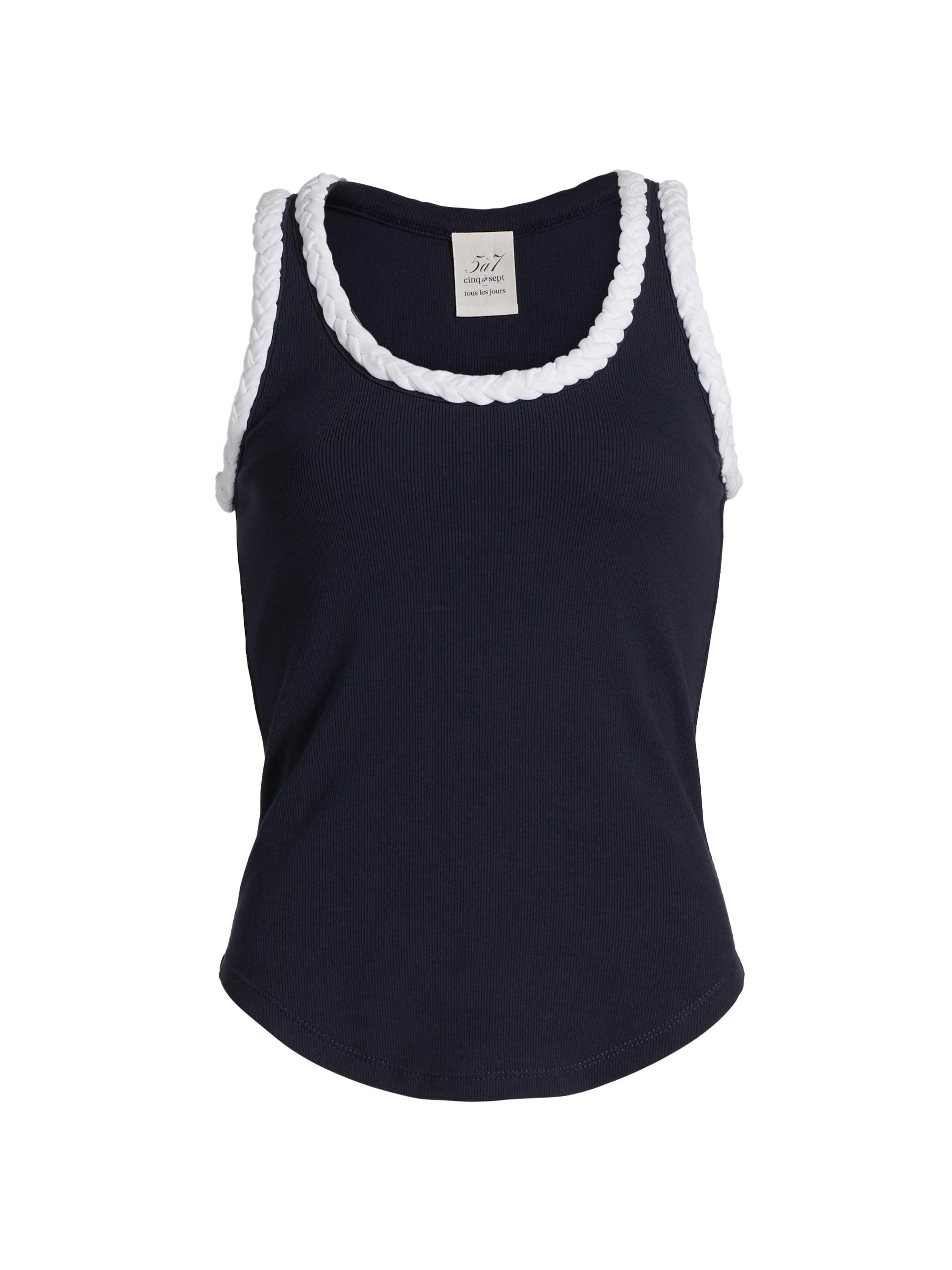 Cinq à Sept Women's Braided Tank Top - Navy White