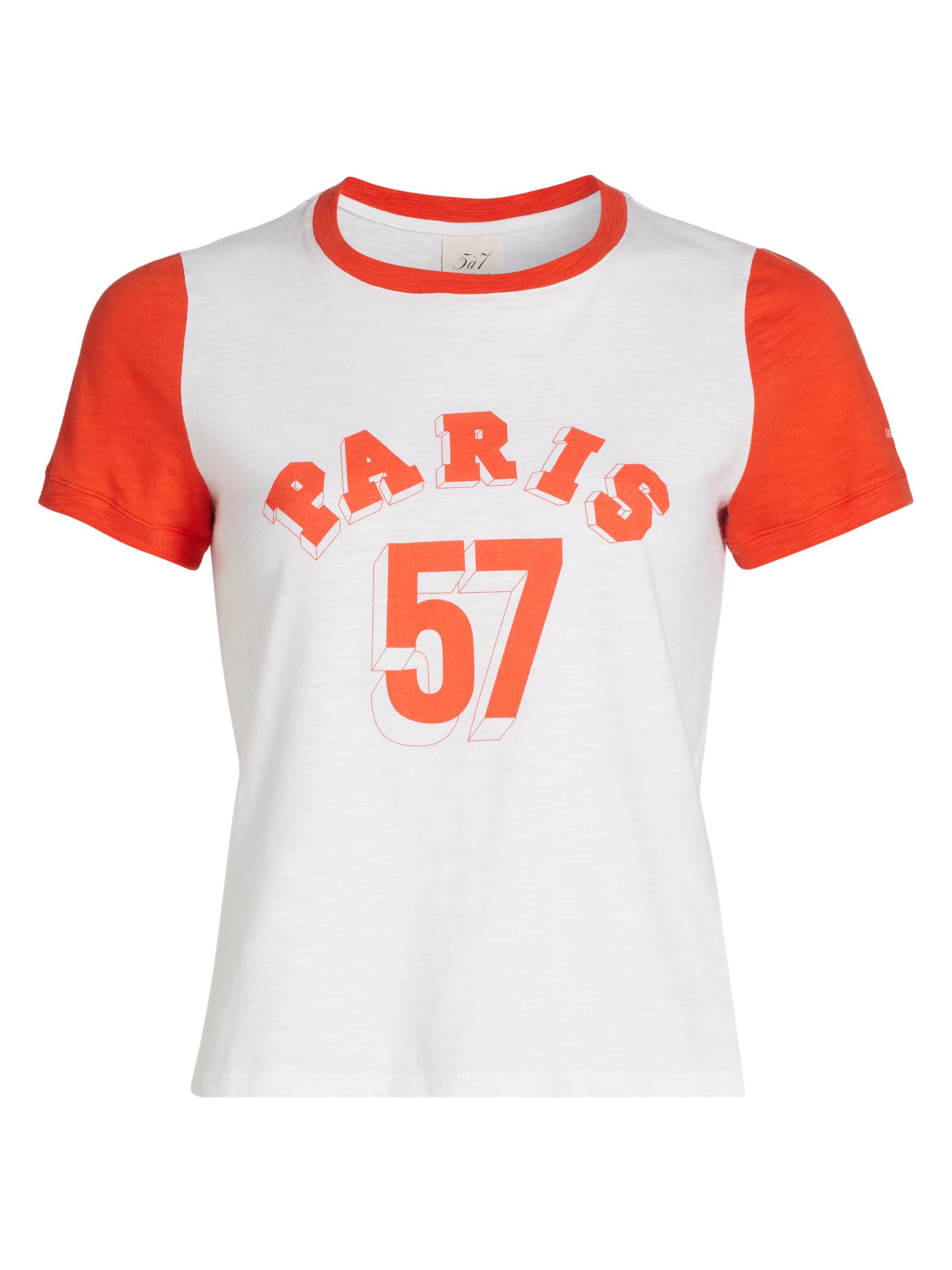 Cinq à Sept Women's Paris 57 Cotton Crewneck T-Shirt - White Cherry Tomato