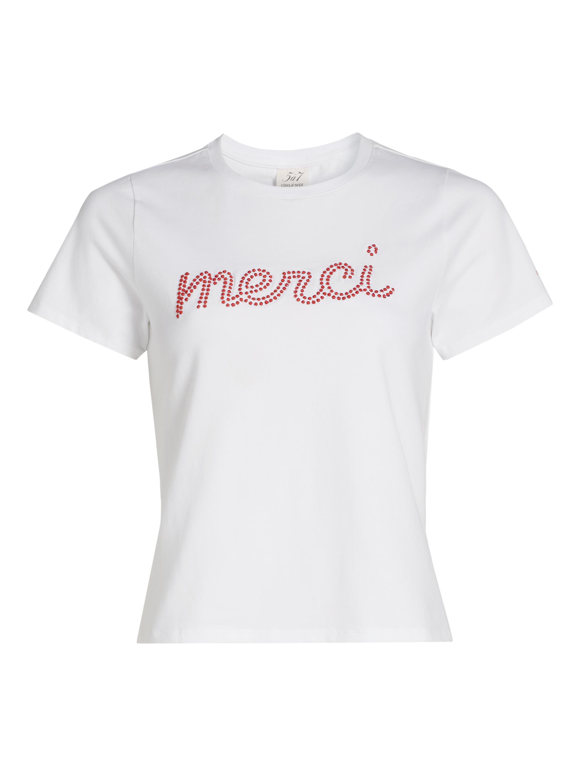 CINQ A SEPT Women's Merci Crystal-Embellished Stretch-Cotton T-Shirt - White Cherry Tomato