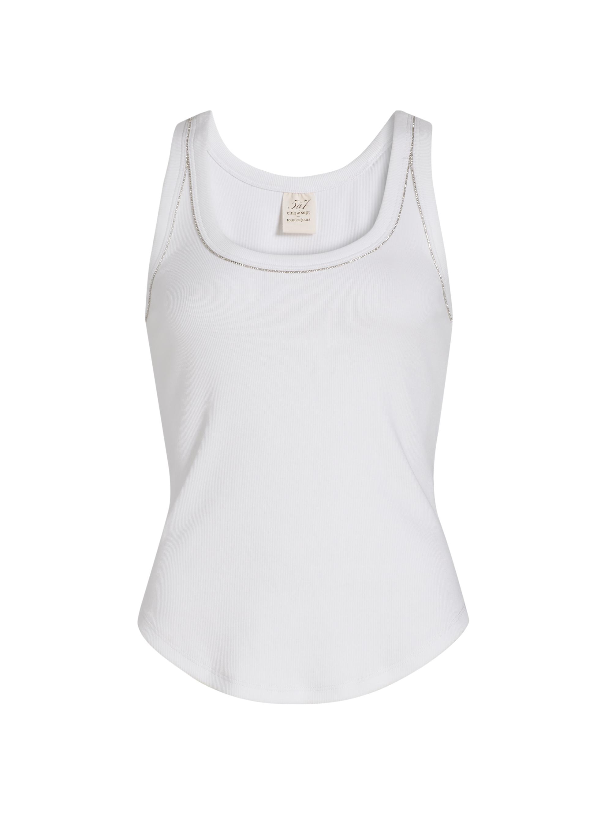 CINQ A SEPT Women's Quenta Crystal-Embellished Stretch-Cotton Tank - White