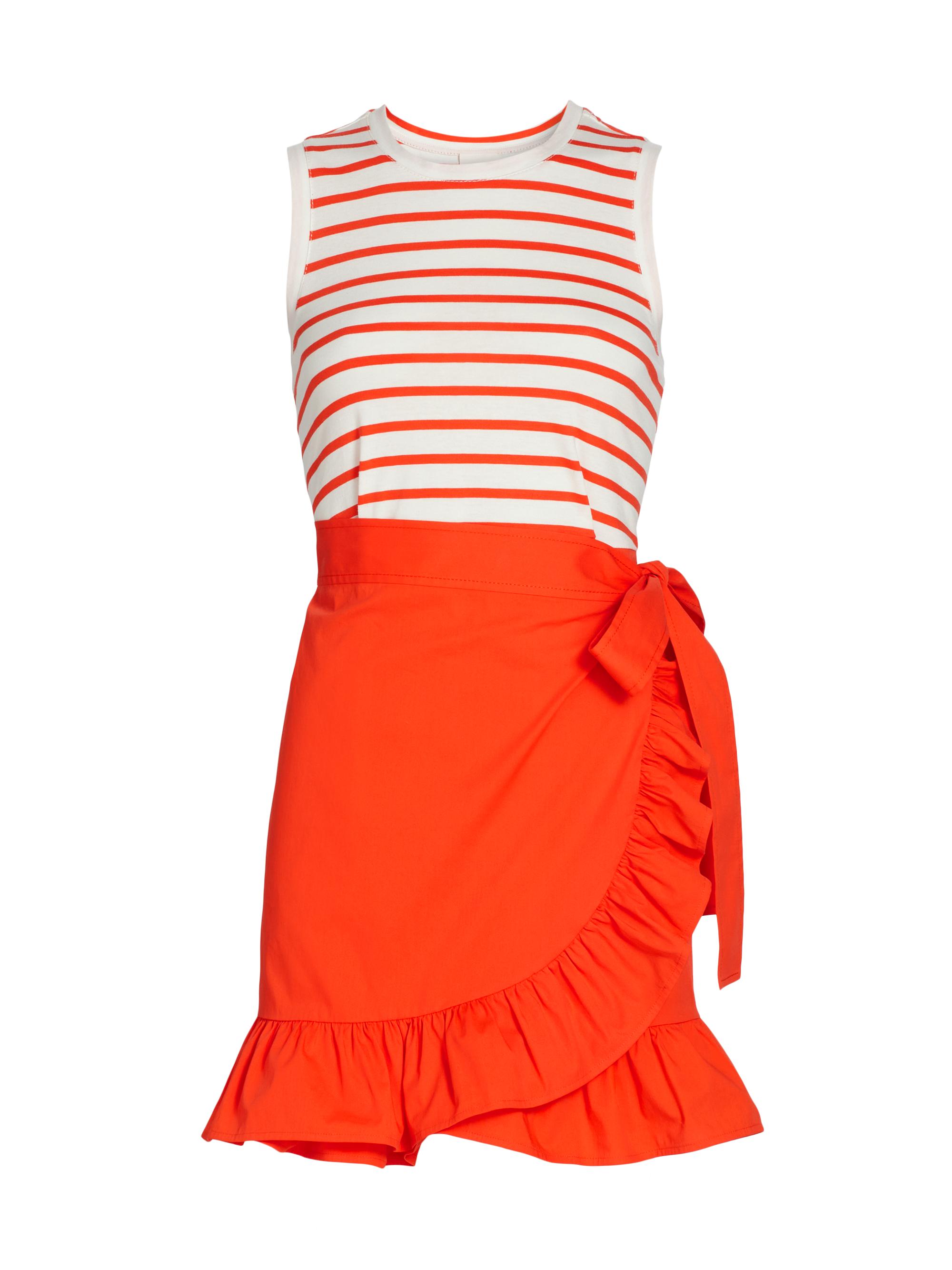 Cinq à Sept Women's Mahlia Striped Tie-Waist Minidress - Cherry Tomato - Women's Clothing