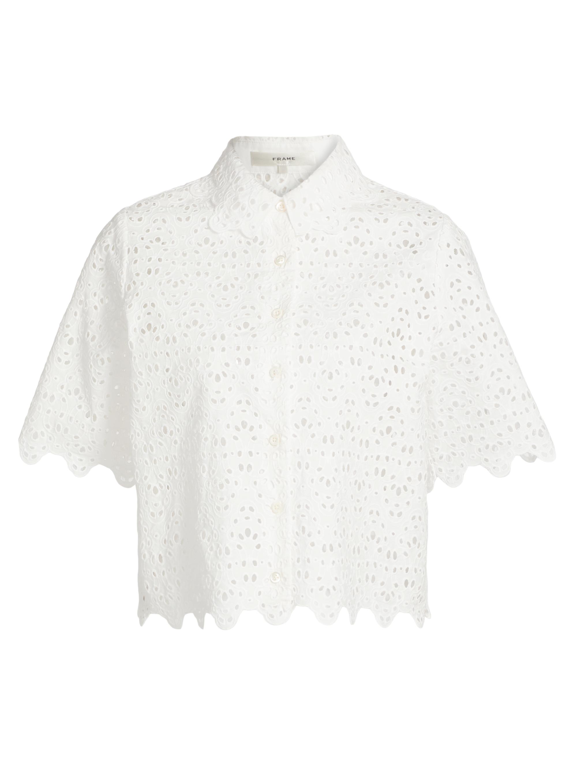 Frame Women's The Deco Eyelet Top - White