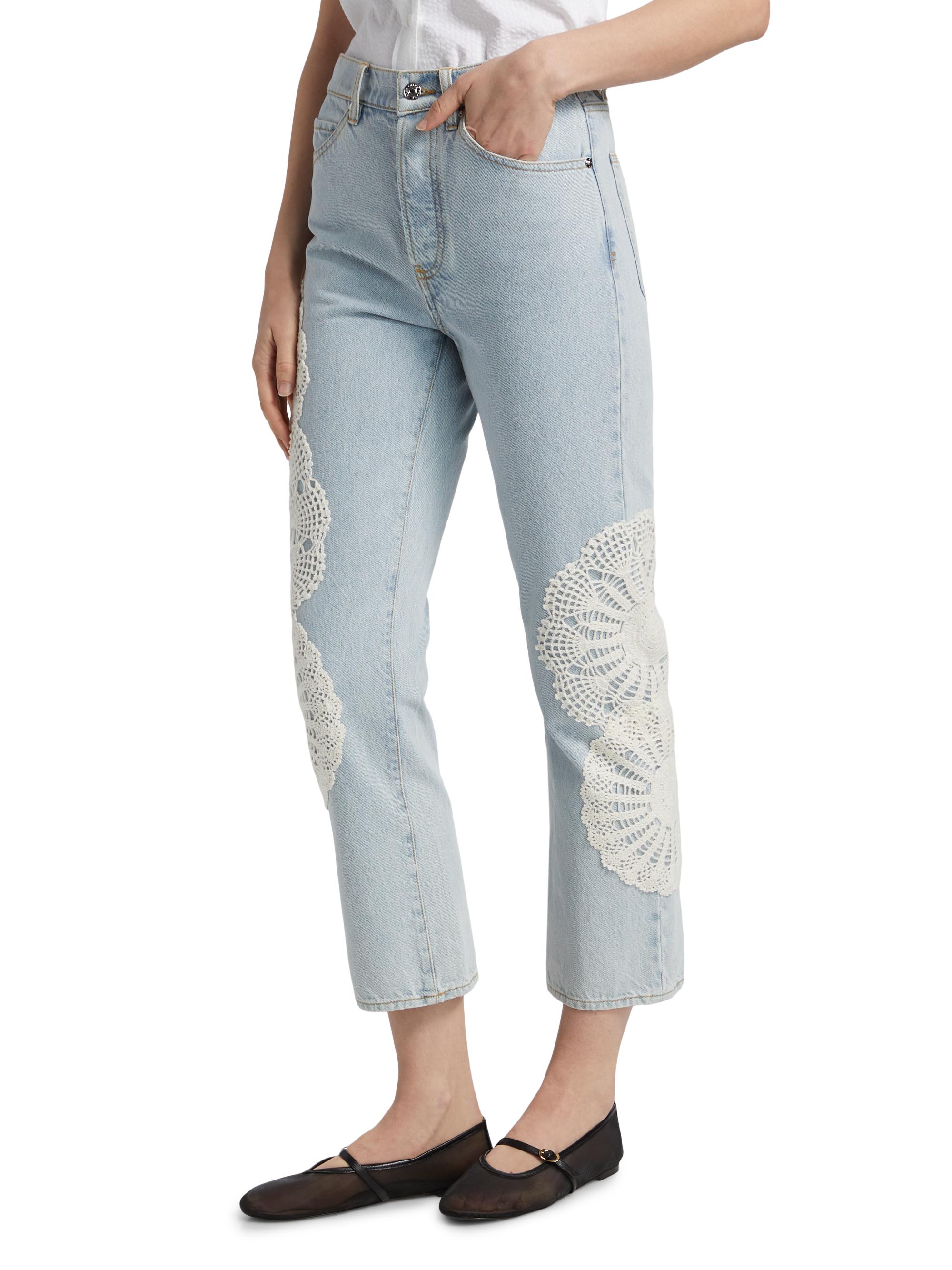 FRAME The Crochet Vertical Crop Jeans | Saks Fifth Avenue
